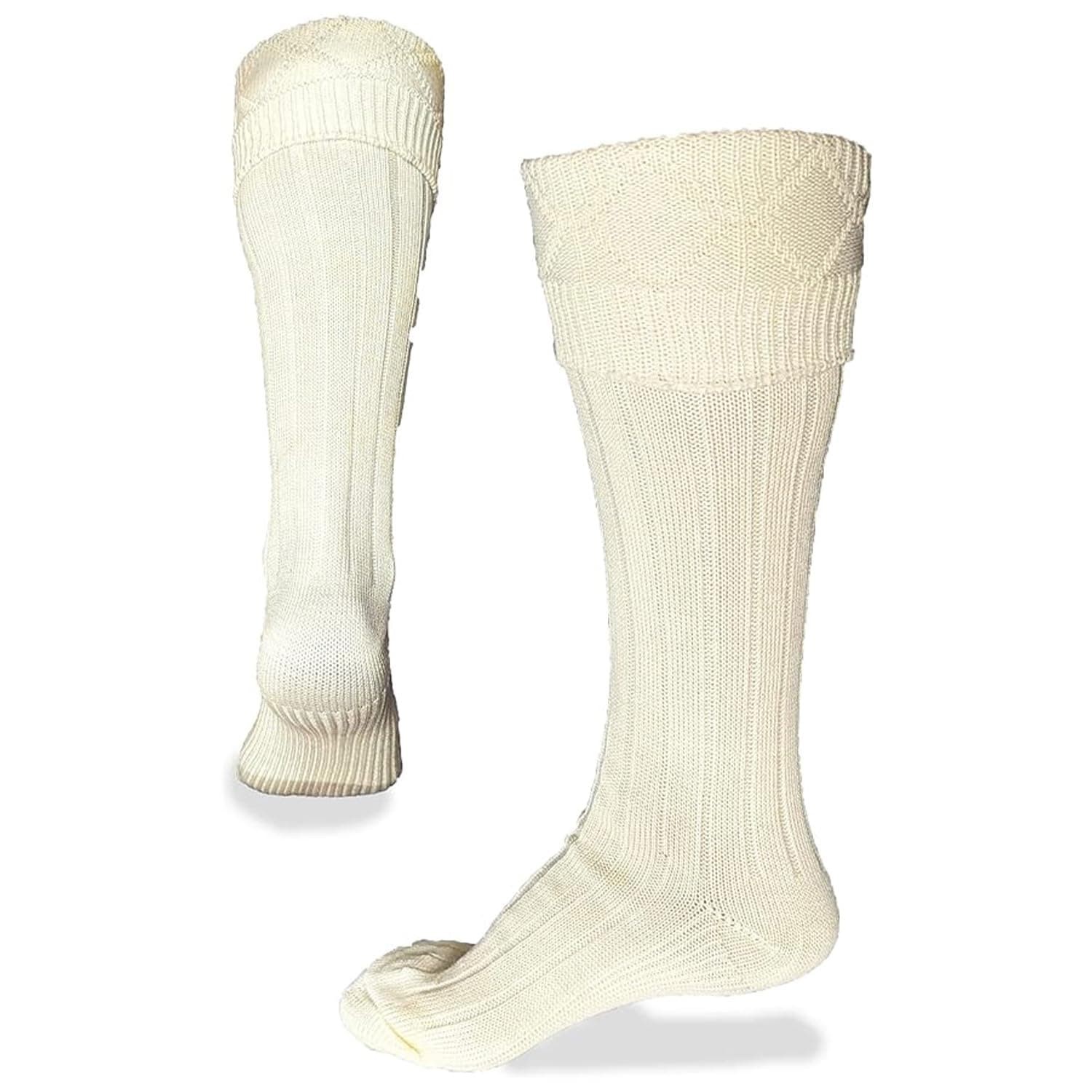 Hose, Traditional Scottish Socks for Kilts, Ribbed Design, Pull Up To Cuff Over Your Hose Flashes