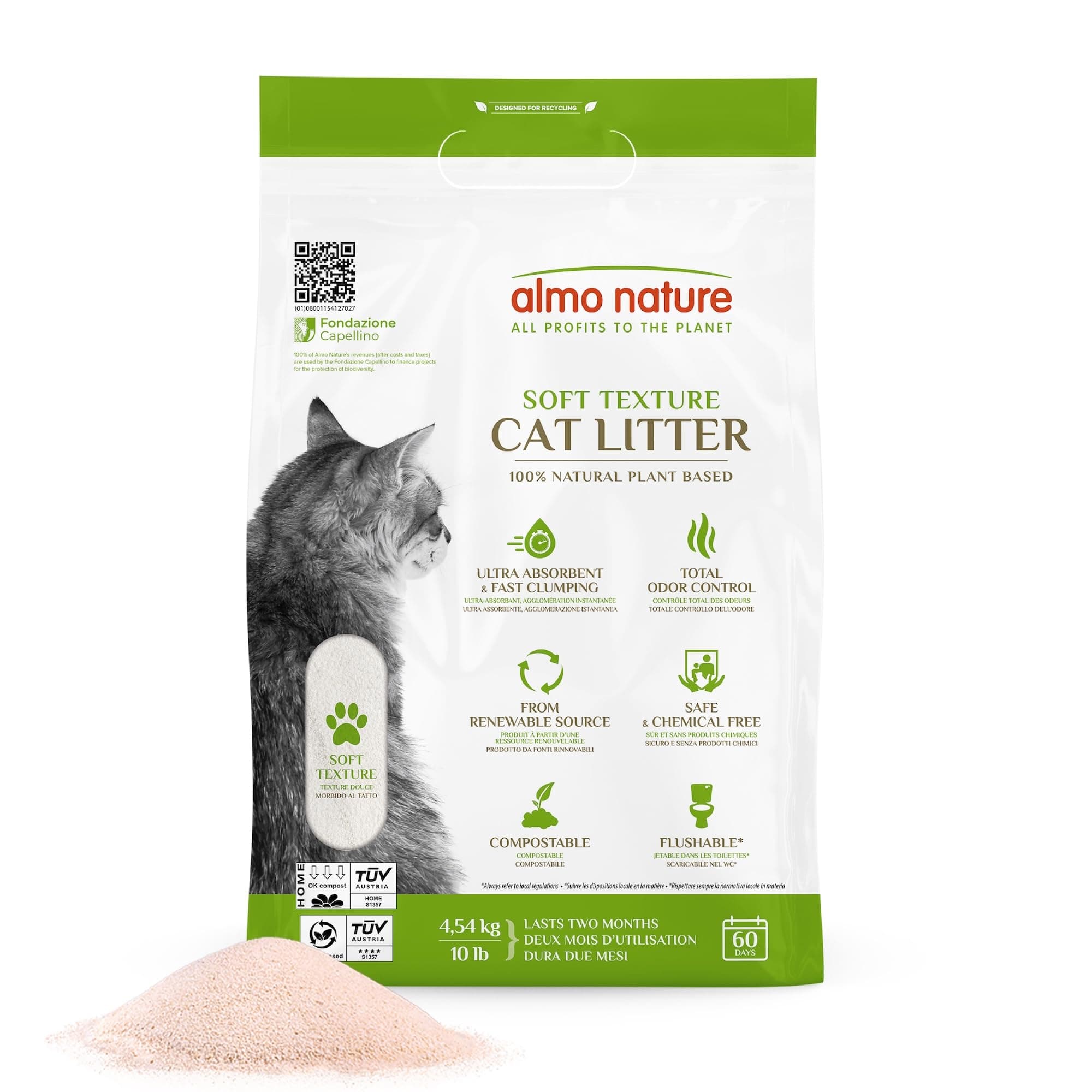 Soft Texture Cat Litter 10 lbs - Plant-Based, Clumping, Biodegradable, Non-Toxic, Compostable, Eco-Friendly, Odor Control, Low Dust, Safe for Cats & Kittens