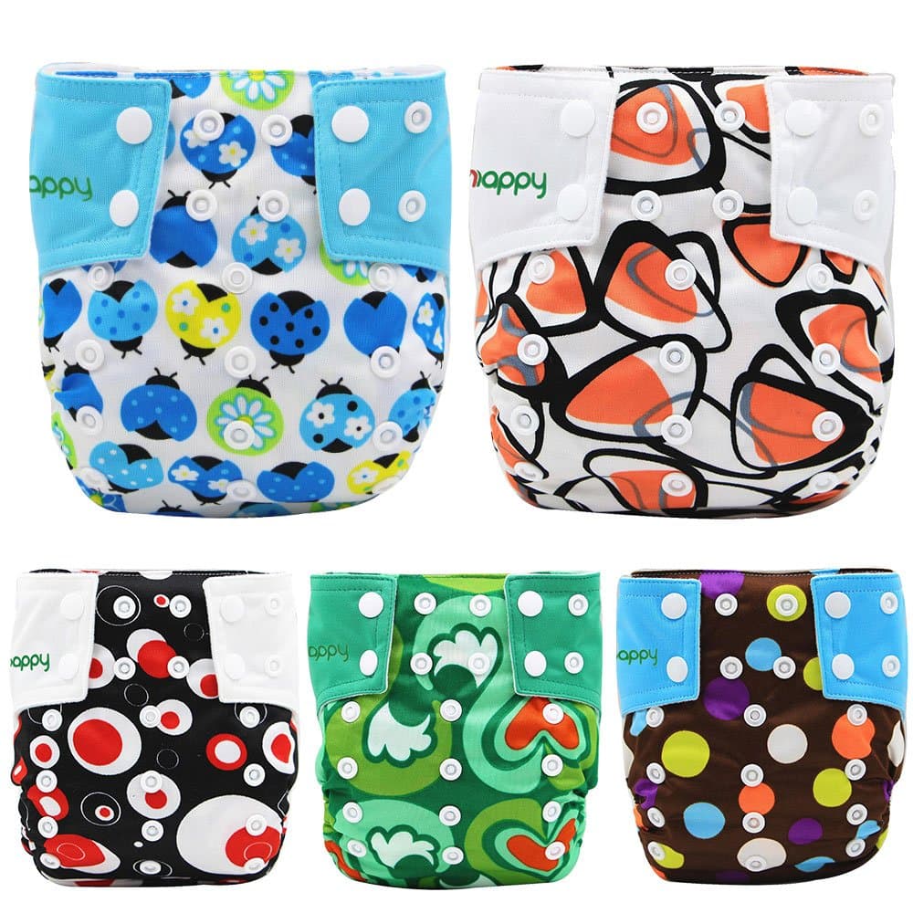 Asenappy Pocket Cloth Diapers Washable Napkins 5 Pack,10 Inserts