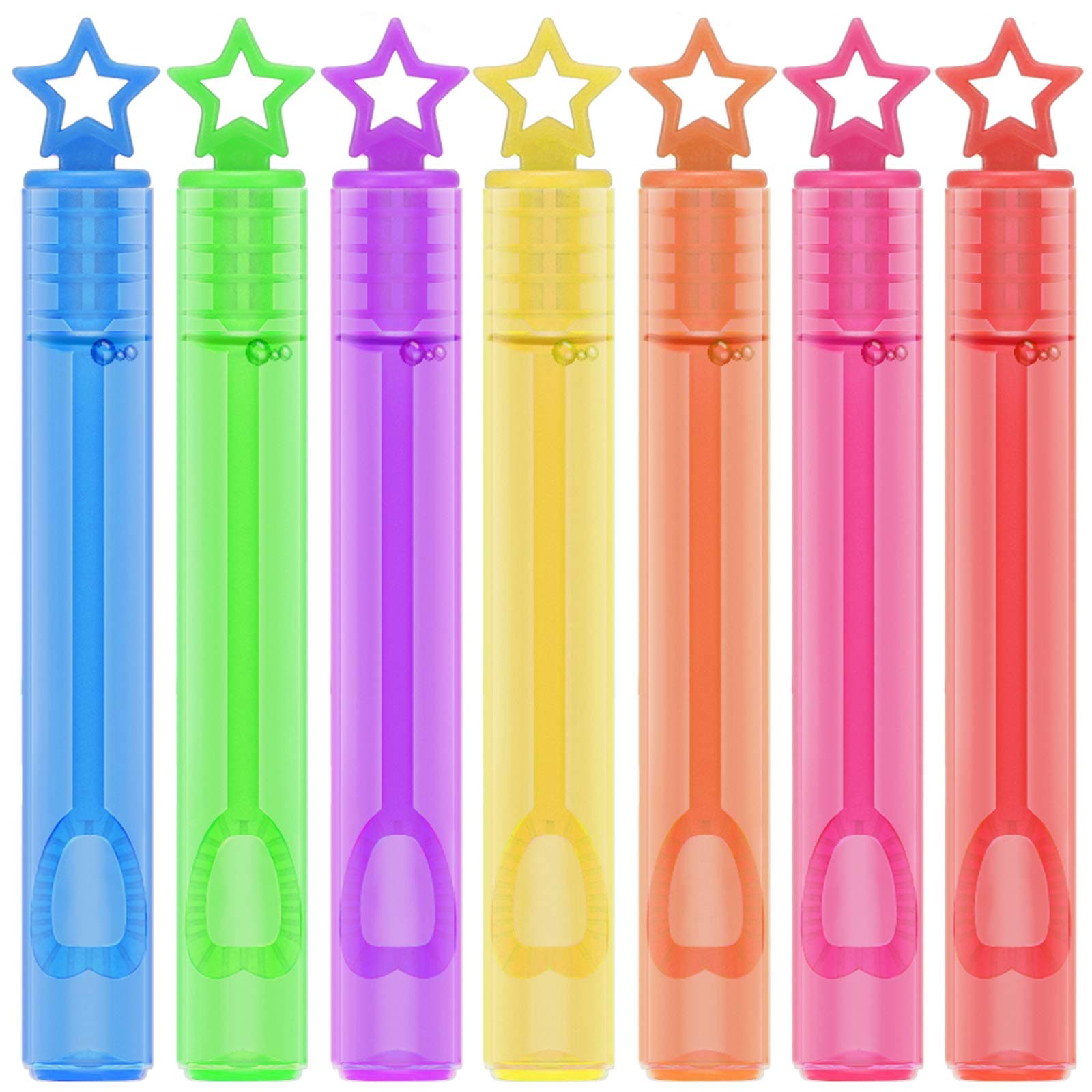 Bubble Wand, 56 Pcs(7 Colour) Mini Star Bubble Wand Set, Non-Toxic Smelless Bubble Toy for Kids Child Birthday Party Favor Wedding Summer Outdoor Activity Bathroom Bath Toys, 4 inch, by CHIMAGER
