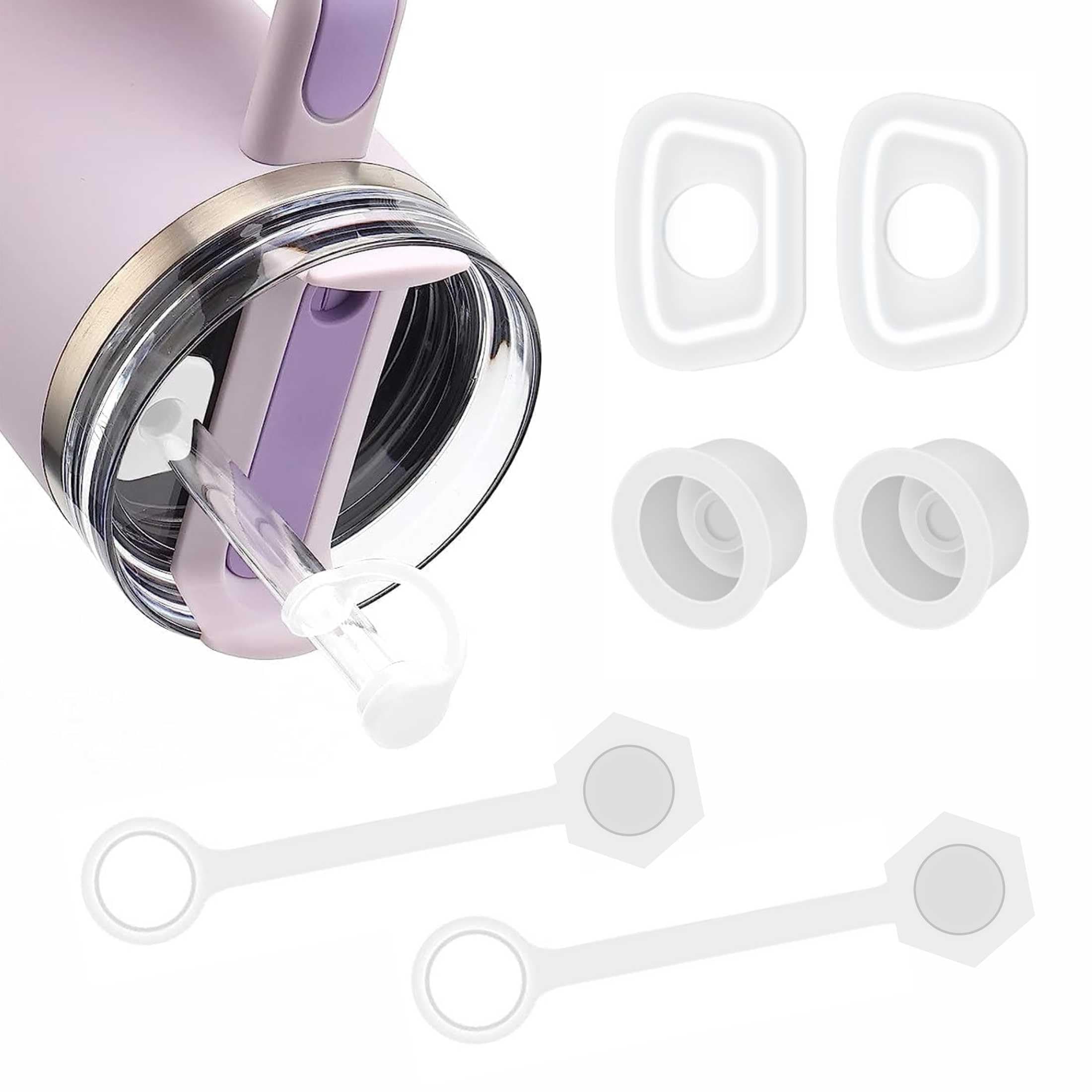 2 Pack Silicone Spill Proof Stopper, Compatible With Stanley Quencher H1.0&2.0 Tumbler 40/30/20 oz, Leakproof Silicone Seal Kit, Including2*Straw Cover, 2*Straw Hole Seal, 2*Center Shaft Seal