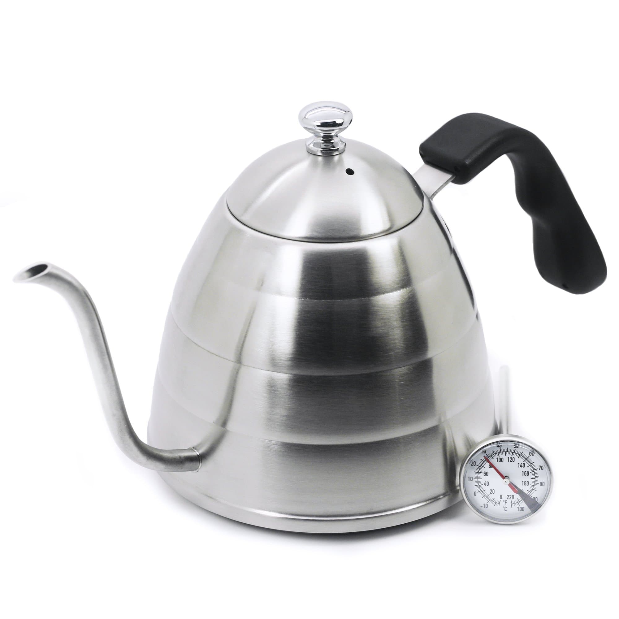 GiniHome Pour Tea Kettle with Thermometer for Perfect Hand Drip Coffee, 1.2L, Steel