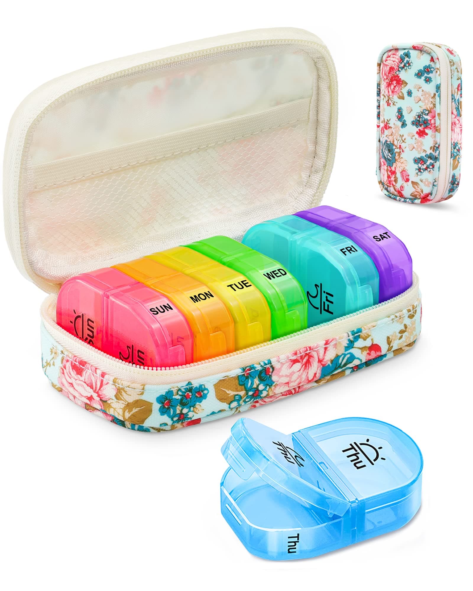 Floral Pill Organizer 2 Times a Day