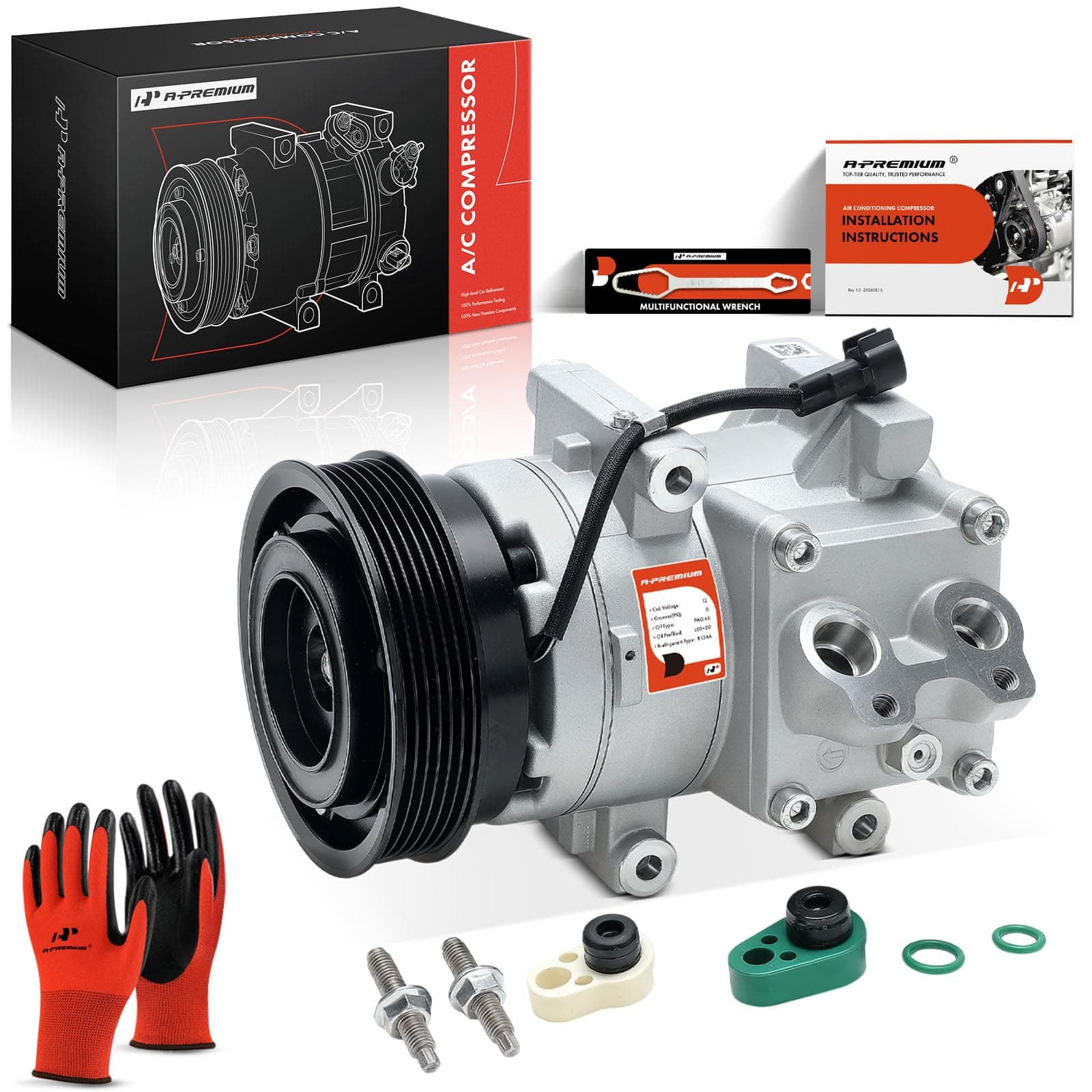 A-Premium Air Conditioner A/C Compressor with Clutch Compatible with Ford Fiesta 1.6L 2011-2013