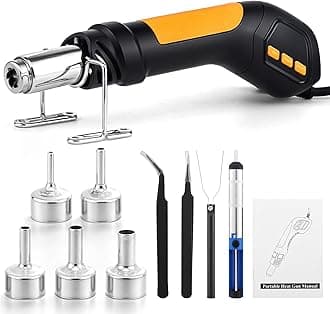 Heat Gun, 700W 212°F~932℉(100°C~500°C) Mini Soldering Heat Gun Hot Air Rework Station with LED Digital Display & 5Pcs Nozzles & 5Pcs Accessories for Crafting Shrink Tubing Electronics DIY(5FT)