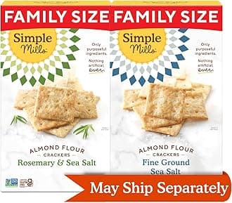 Simple Mills Almond Flour Crackers, Family Size Variety Pack (Fine Ground Sea Salt and Rosemary & Sea Salt) - Gluten Free, Vegan, Healthy Snacks, 7 Ounce (Pack of 2)