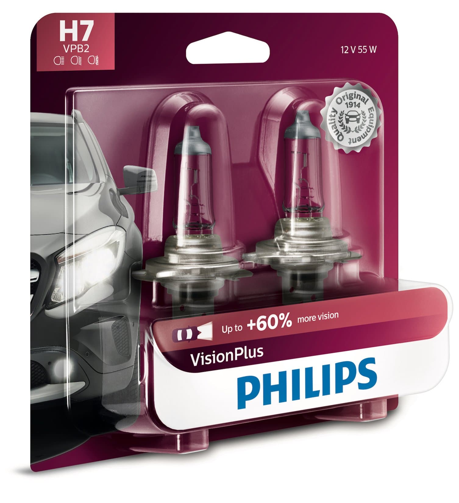H7 Visionplus Upgrade Headlight Bulb With Up To 60% More Vision, 2 Pack
