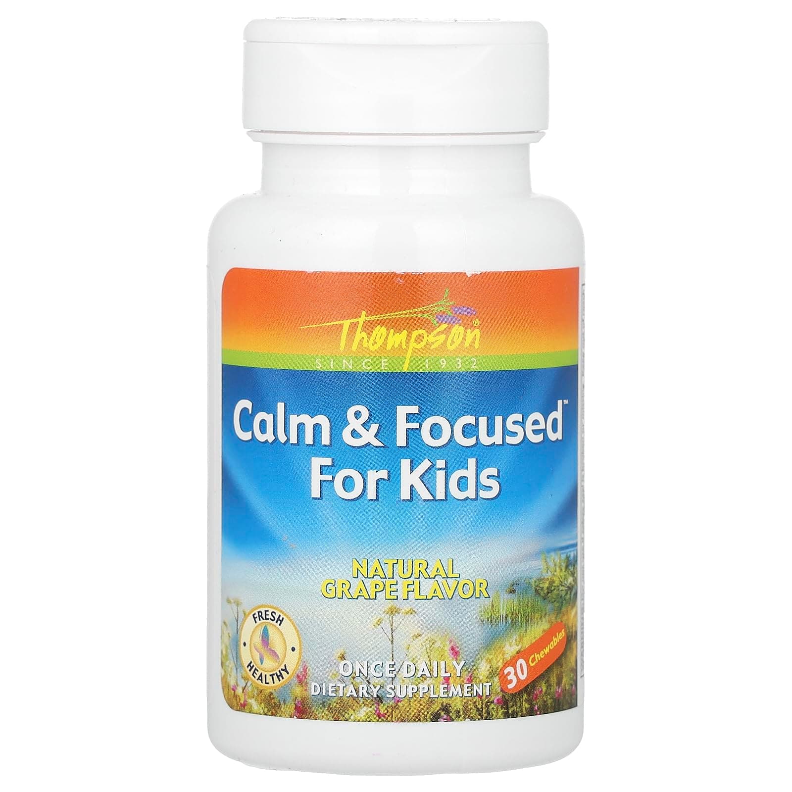 Thompson Calm & Focused For Kids, Chewable, Grape (Btl-Plastic) 30ct