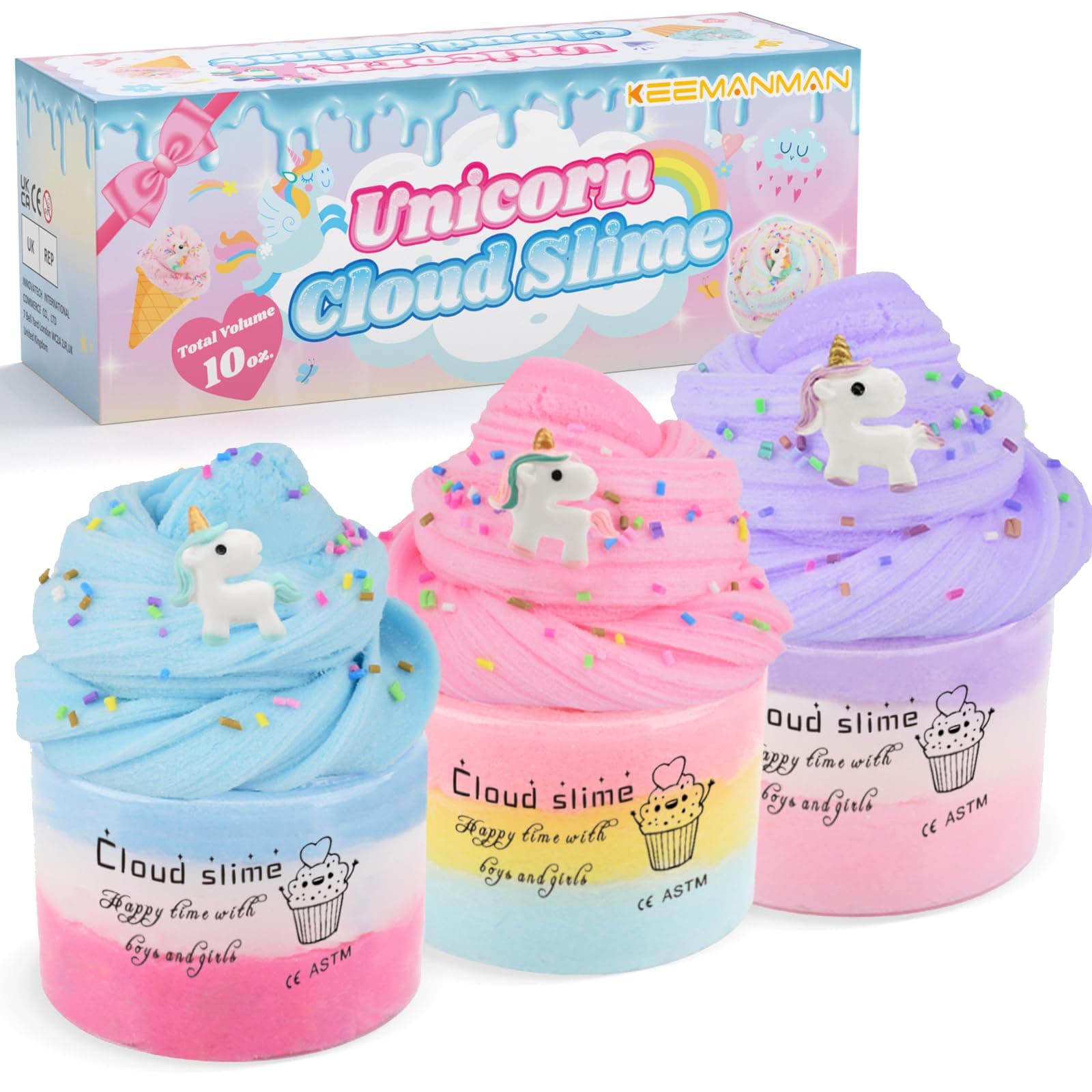 Slime Silk Mud Cloud Slime Unicorn Galaxy Fluffy Slime DIY Slime Supplies Kit for Girls and Boys Stress Relief Toy Scented Sludge Toy for Kids Education Party Favor and Birthday (3 Pack)