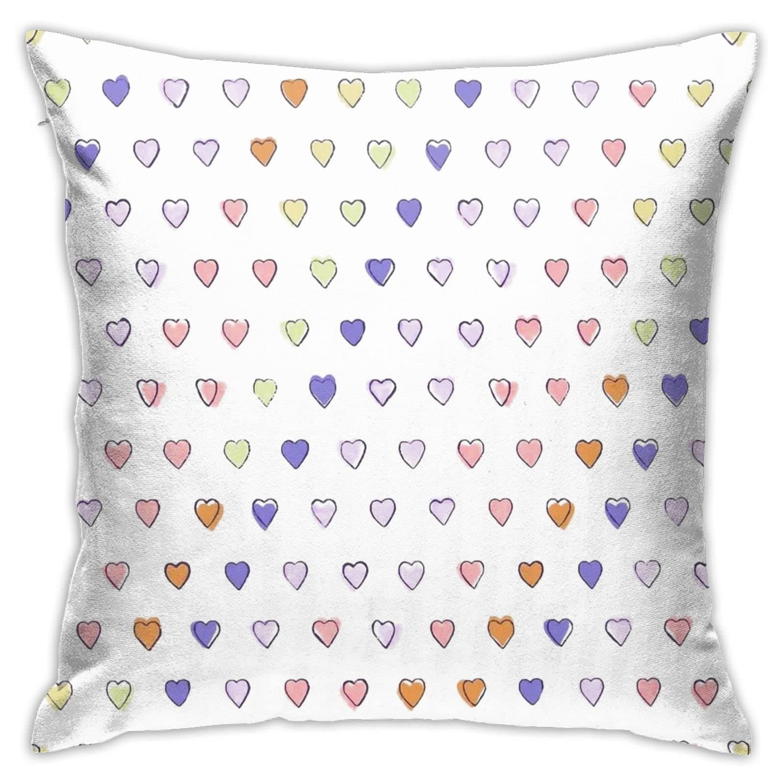 Xindi Hearts Throw Pillow Covers Bedroom Couch Sofa Square Pillow Case Decorative Pillow Covers 18x18 Inch Pillowcase Cushion Covers with Zipper, 18 x 18-Inch (10265)