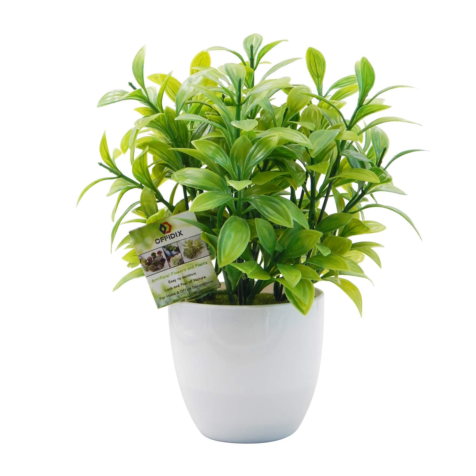 OFFIDIX Mini Plastic Artificial Eucalyptus Leaves Topiary Plant with Pots,Faux Plant Small Plants for Home,Office and Bathroom Decoration