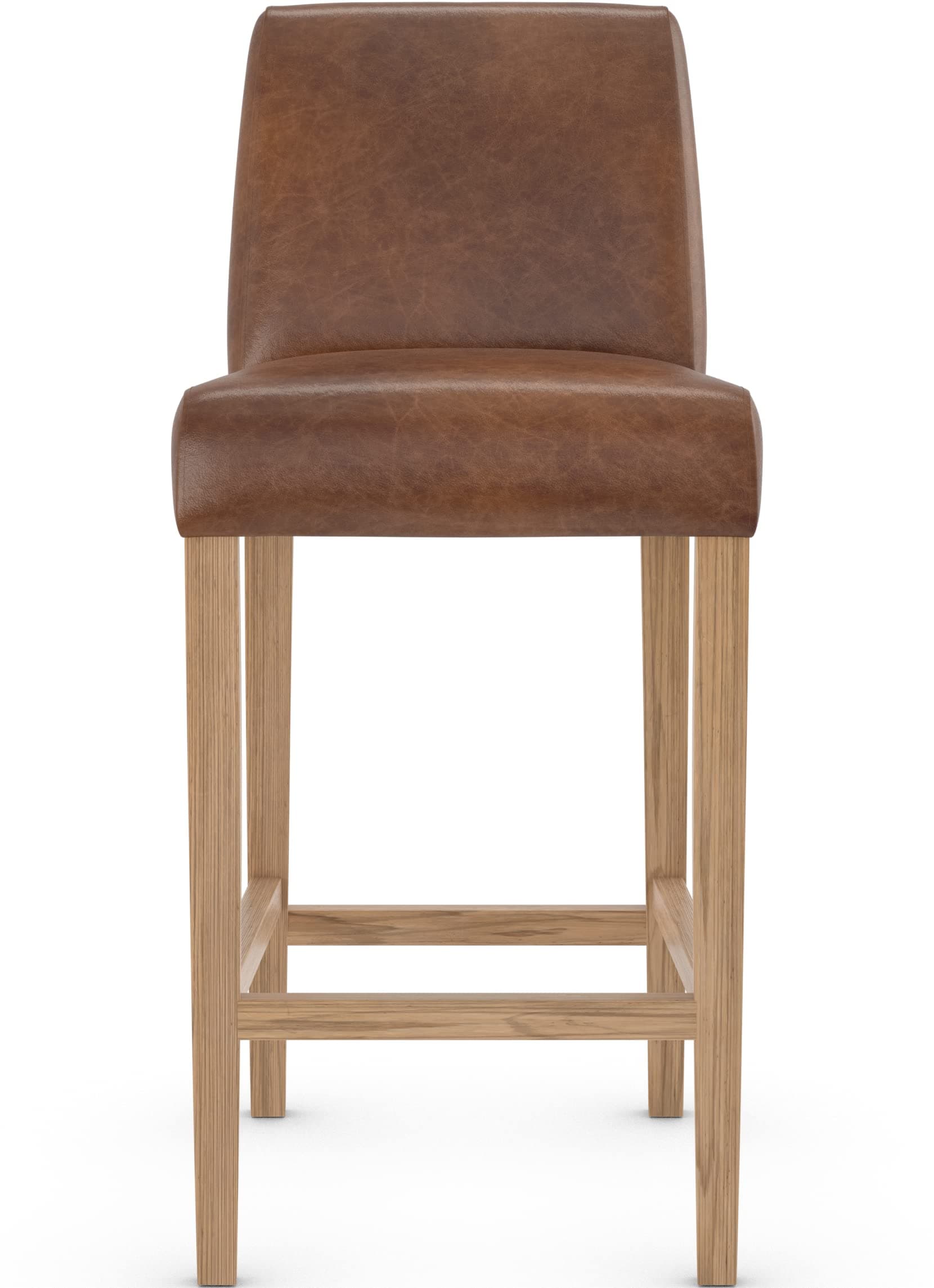 Firenze Bar Stool Aniline Leather (High, Tan & Rustic Oak)