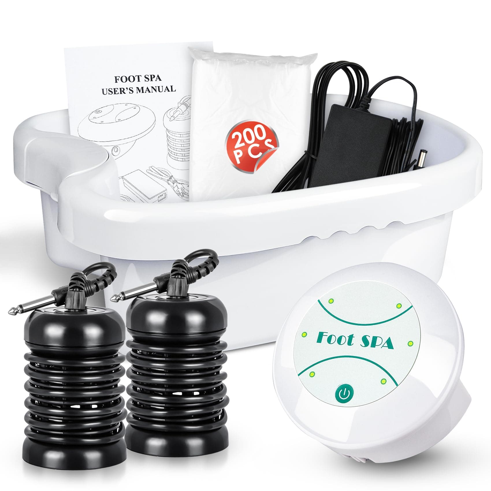 Detox Foot Spa Machine, Ionic Foot Detox Machine Aqua Chi Cleanse Spa System with Professional Tub Basin, 200 Liners,2 Ion Cleanse Arrays