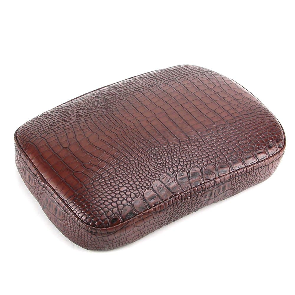 Alligator Synthetic Leather Suction Cup Passenger Pillion Pad Seat Rectangle Cushion Pad for Harley Sporster XL 883 1200 Chopper Bobber Dyna Touring (6 Suction Cup Brown)