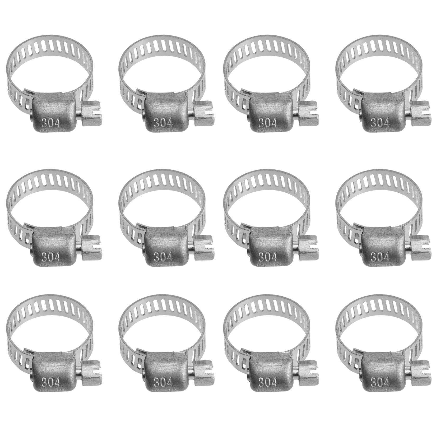 PENCK 12 Pack Hose Clamps Stainless Steel Adjustable 1/2"–3/4"(13-19mm) Worm Gear Hose Clamp Assortment Kit Metal Hose Clamp Set for Fuel Line, Plumbing, Automotive, Dishwasher, Washing Machine