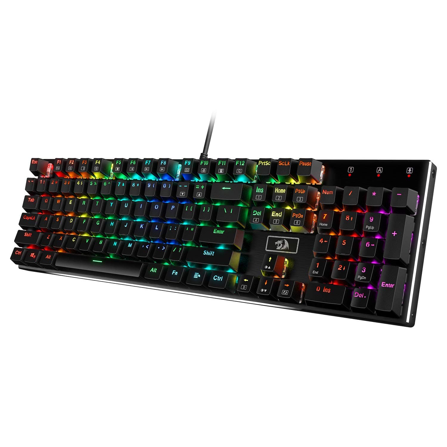 Redragon K556 RGB LED Backlit Wired Mechanical Gaming Keyboard, Full Keys Anti-Ghosting with Solid Heavy Aluminum Base, 104 Standard Keys with Soft Tactile Brown Switches, US Layout