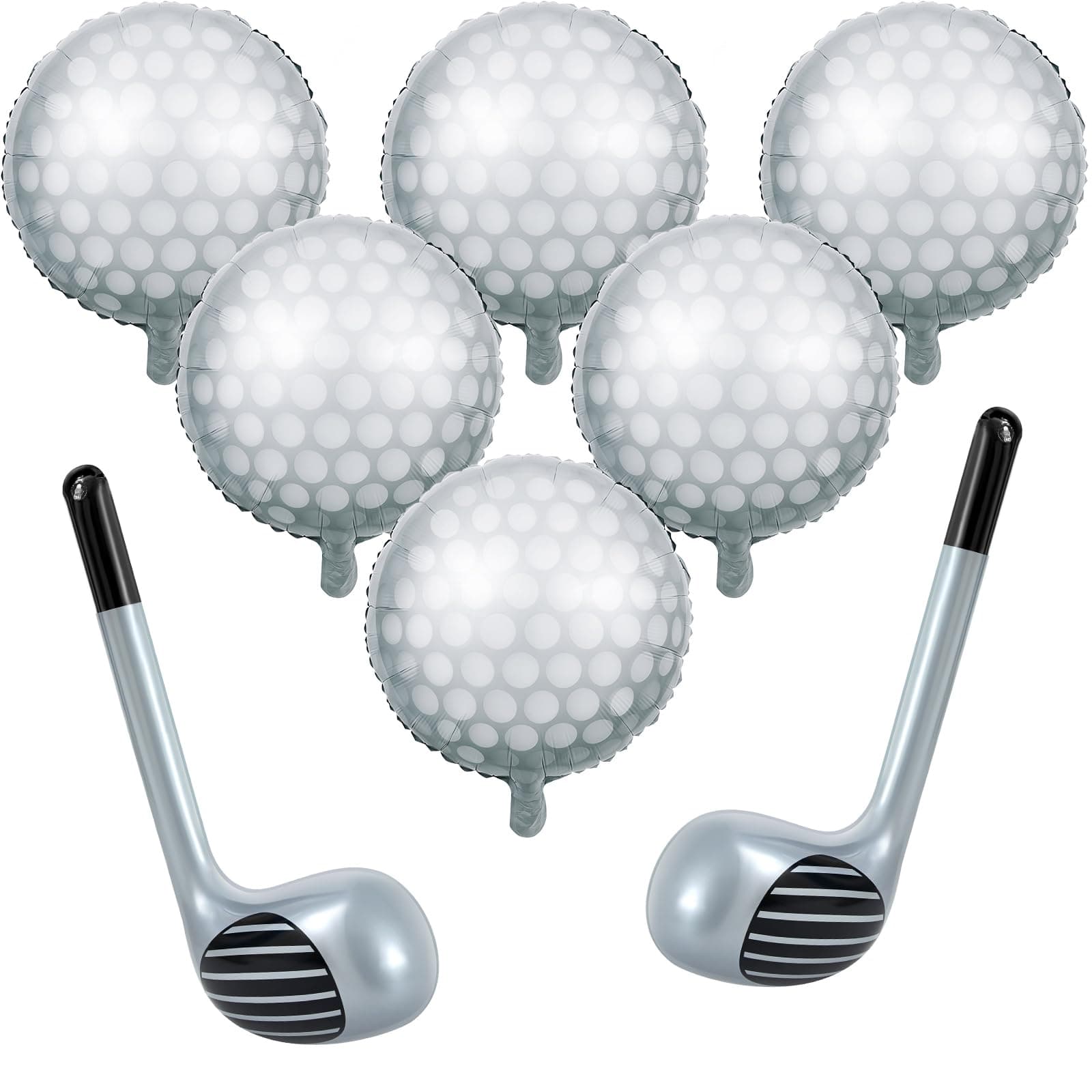 8 Pcs Golf Balloons Set 18'' Ball and 30'' Inflatable Club for Birthday Party Decorations, Golf Themed Events & Party Favors