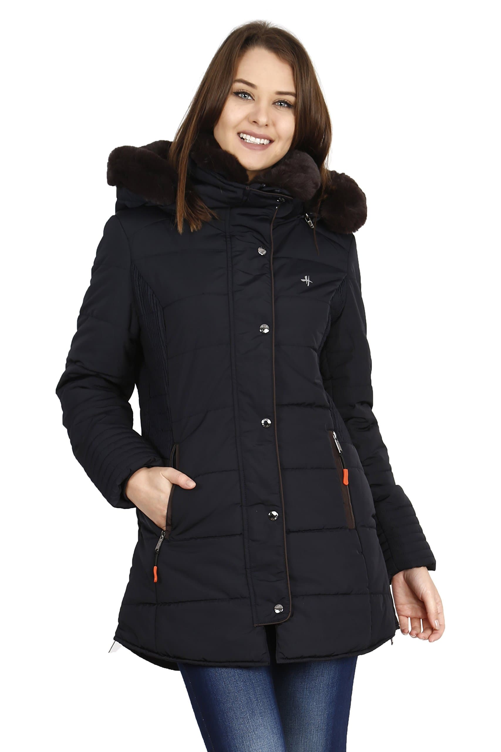 HIVER Women's Nylon Jacket Water Proof Full-Sleeved Winter Jacket with Hood for Minus Degree