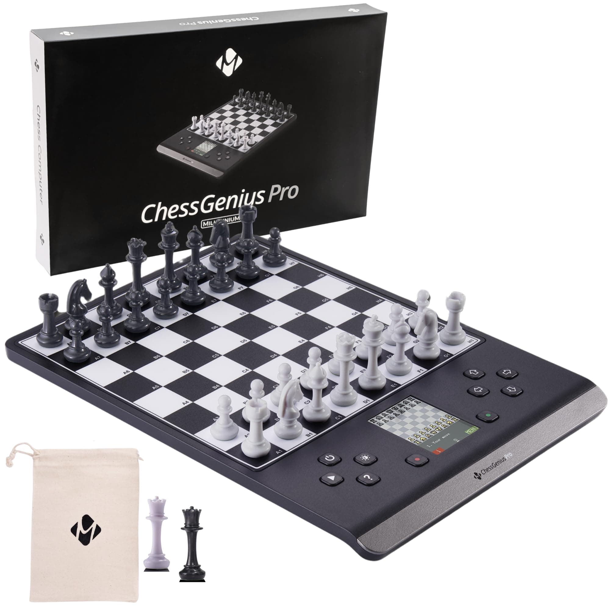 Millennium ChessGenius Pro M815 – Electronic Chess Computer with 2200 ELO Adaptive AI Skill Levels, Color Display, Built-in Trainer, Magnetic Travel Design
