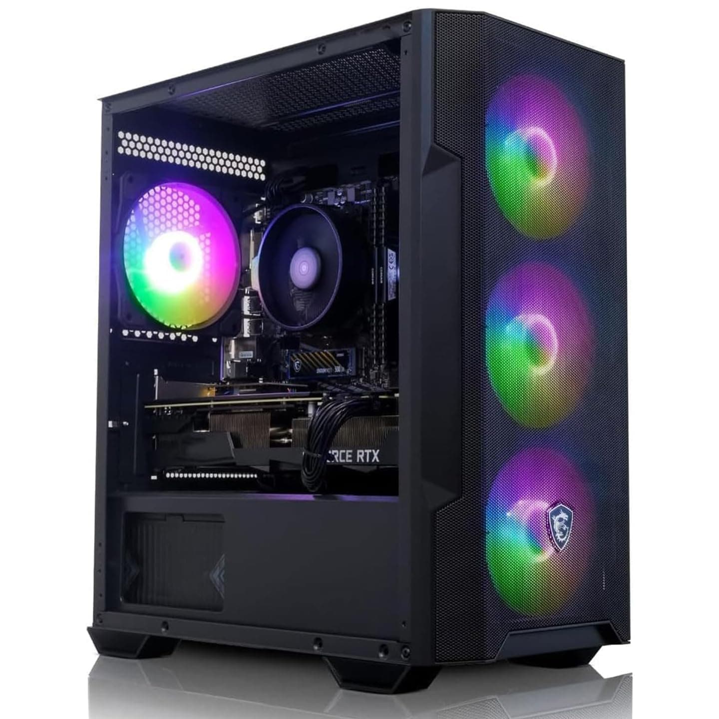 Gaming PC • Intel Core i5 13400F • NVIDIA RTX 5070 12GB GDDR7 • 32GB DDR4 RAM • 1TB NVMe SSD • 700W PSU • MSI M100R RGB Black Gaming PC Case • WiFi • Windows 11
