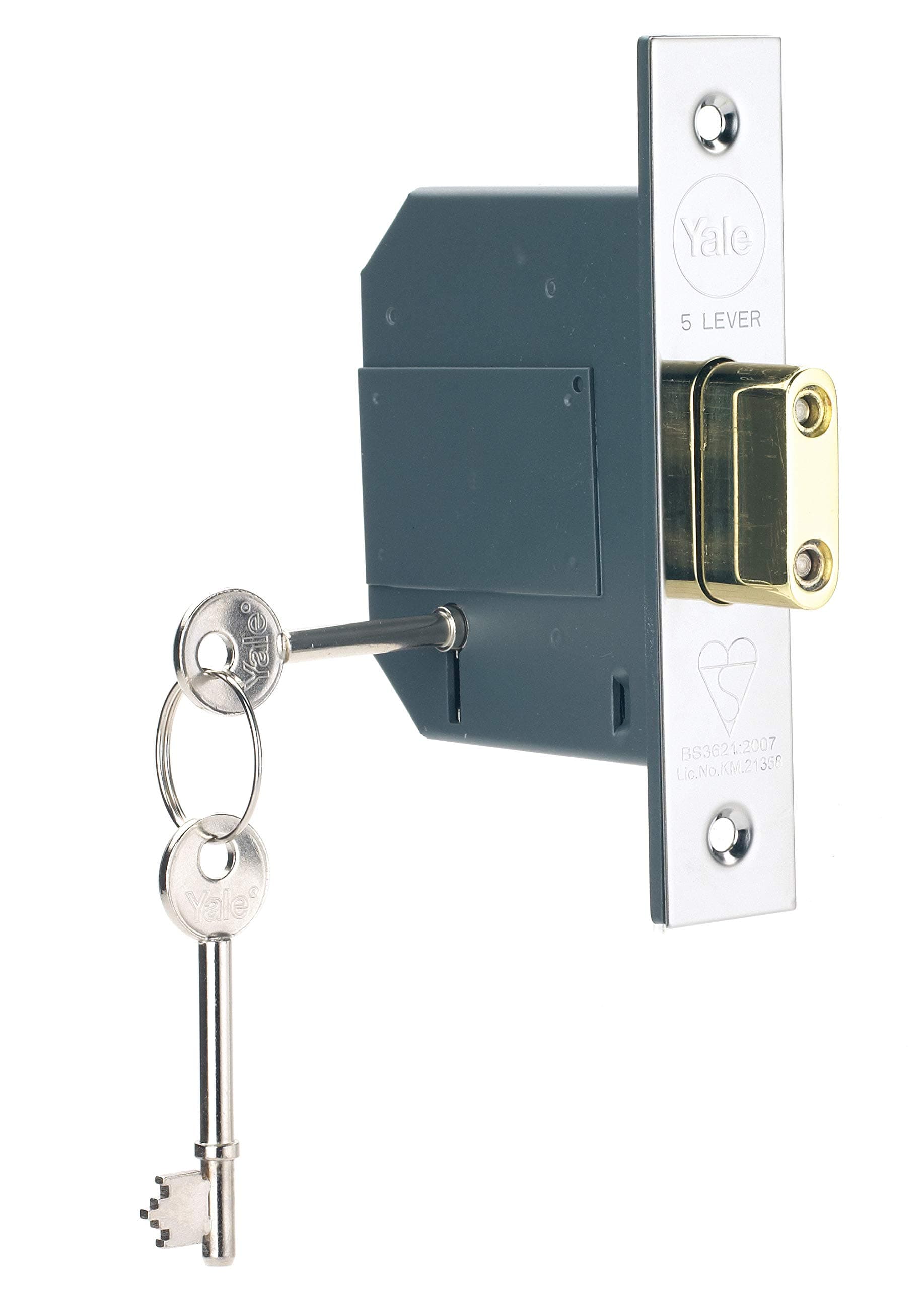 P-M562-CH-80 PM562 76mm British Standard 5 Lever Mortice Deadlock, High Security, Visi Pack, Suitable for External Doors, Chrome Finish, 3 Inch/76 mm