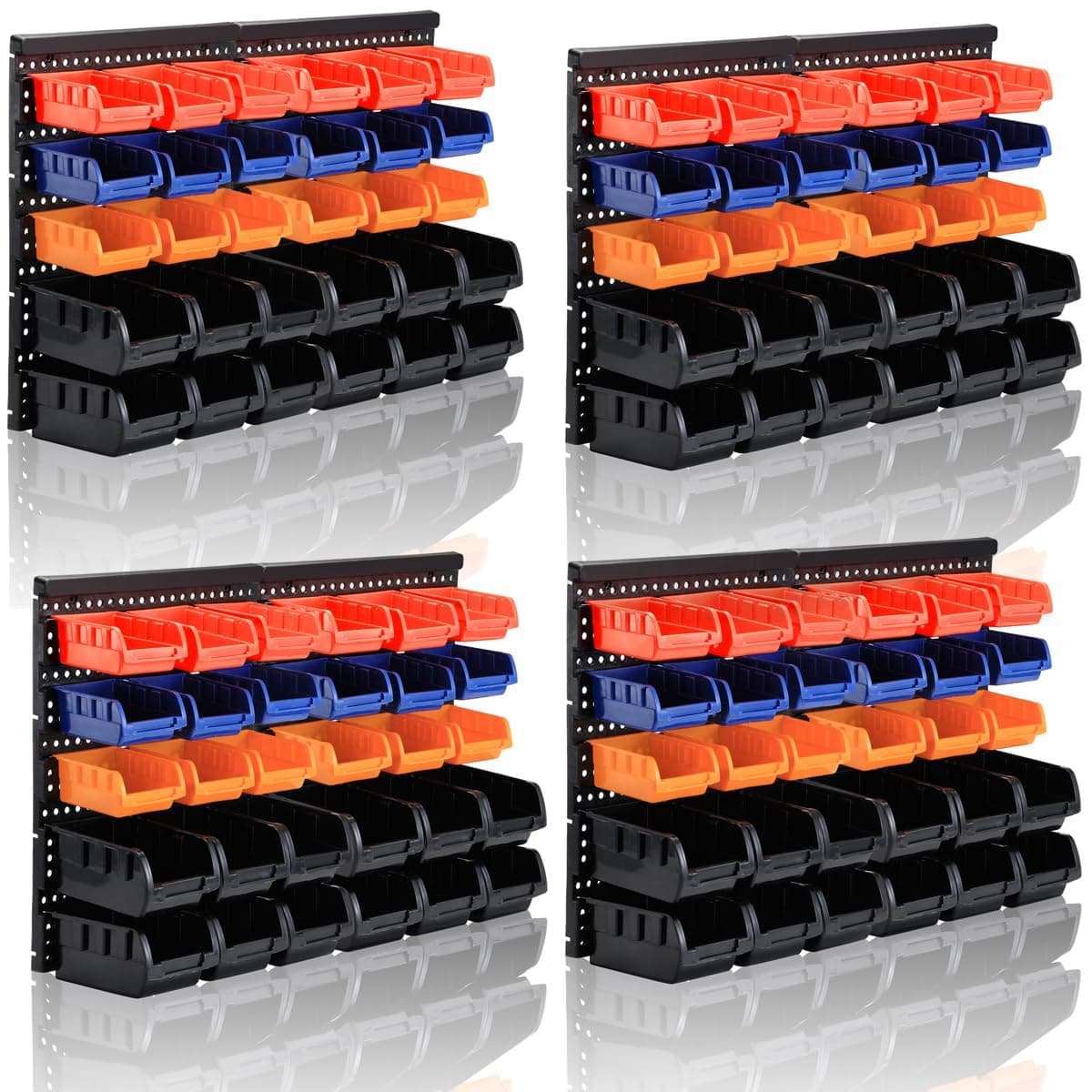 Wall Mounted Storage Bins Parts Rack 4 Colors Bin Organizer Garage Plastic Shop Tool, Garage Organizers and Storage (Style-Classic) 50.4"*32.4"
