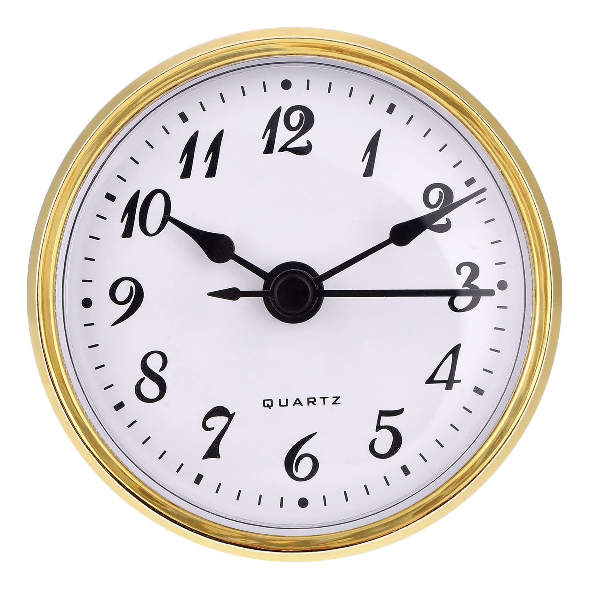 Hicarer 2.8 Inch/ 70 mm Quartz Clock Insert, Gold Trim, Arabic Numeral, Quartz Movement (Gold Trim)