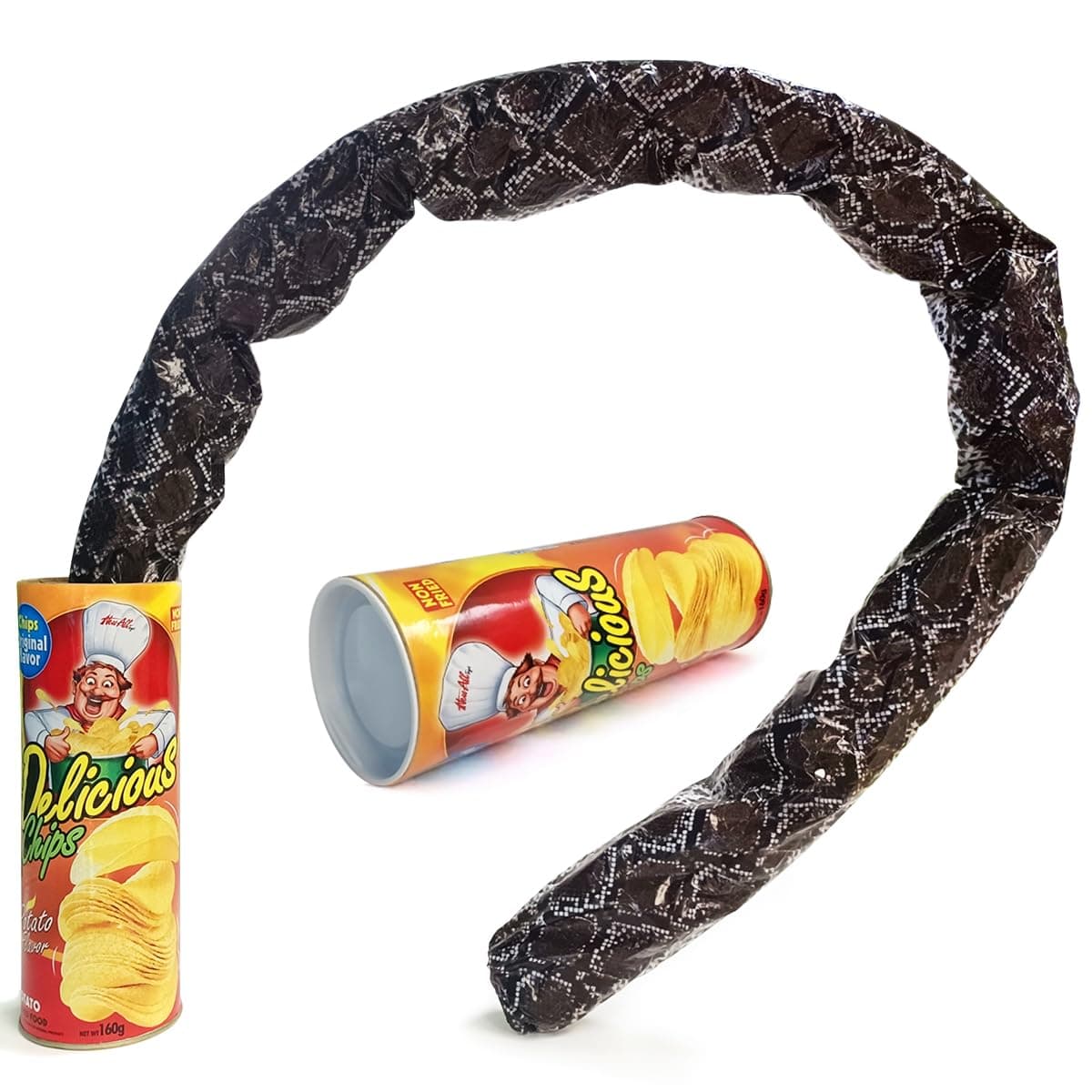 Blppldyci The Potato Chip Snake Can Jump Spring Toy Gift April Fool Day Halloween Party Decoration Jokes in A Gag Prank Large Size (Potato Chip Style)(1pcs)