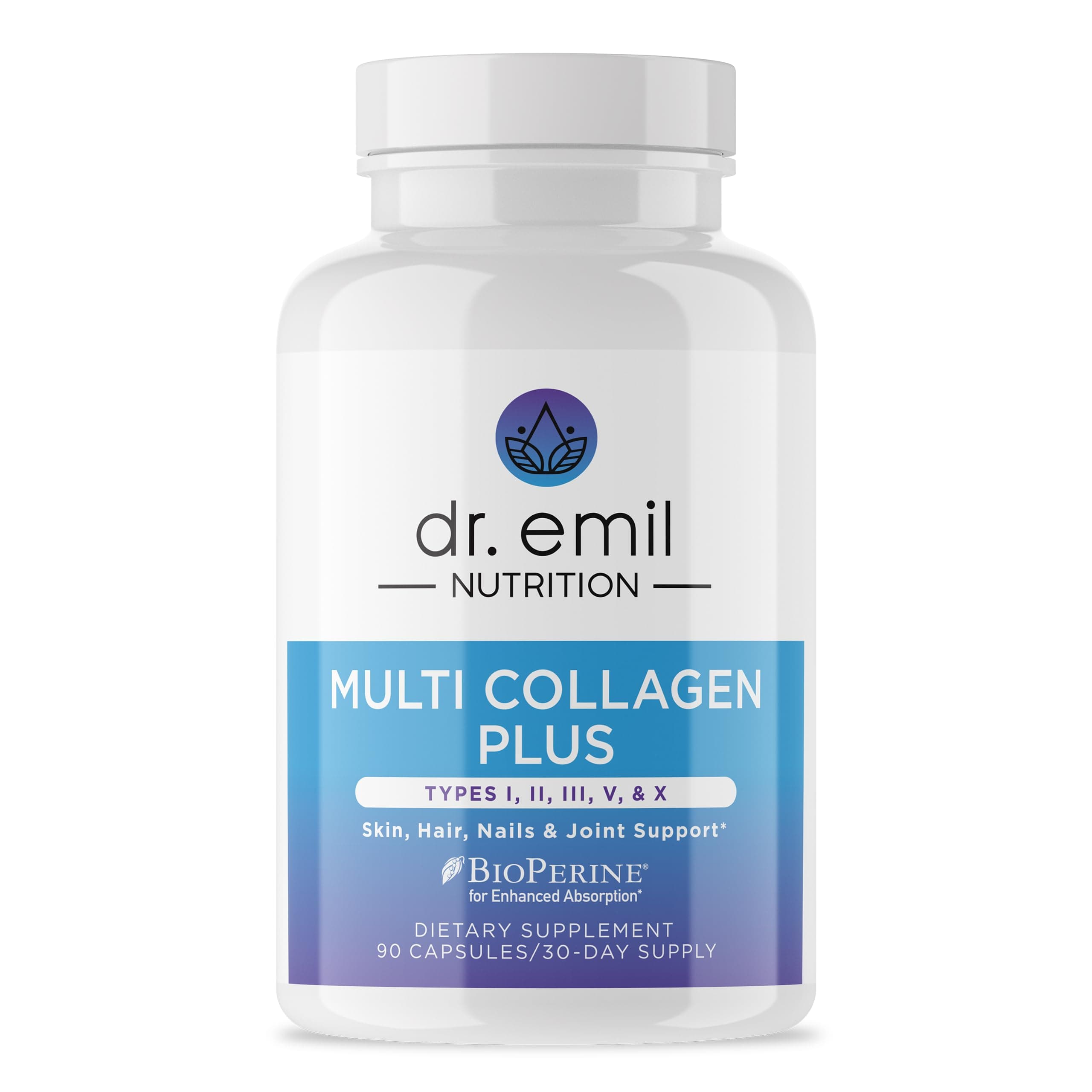 DR. EMIL NUTRITION Women's Multi Collagen Pills | Collagen Supplements | Support Hair, Skin, Nails & Joints | Hydrolyzed Collagen Supplements | Types I, II, III, V & X | 90 Capsules