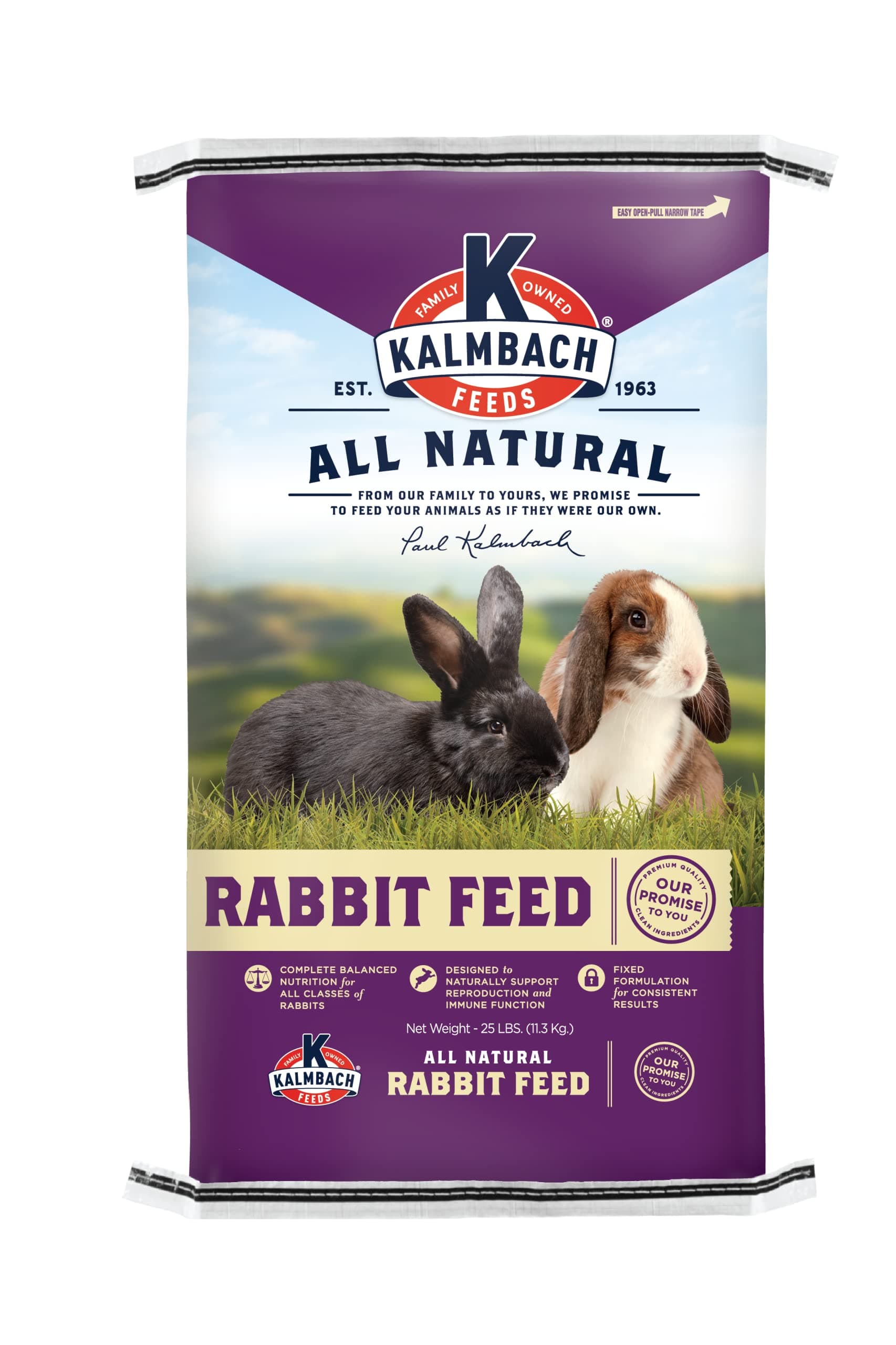 15% All Natural Rabbit Feed Pellets, 25 lb Bag