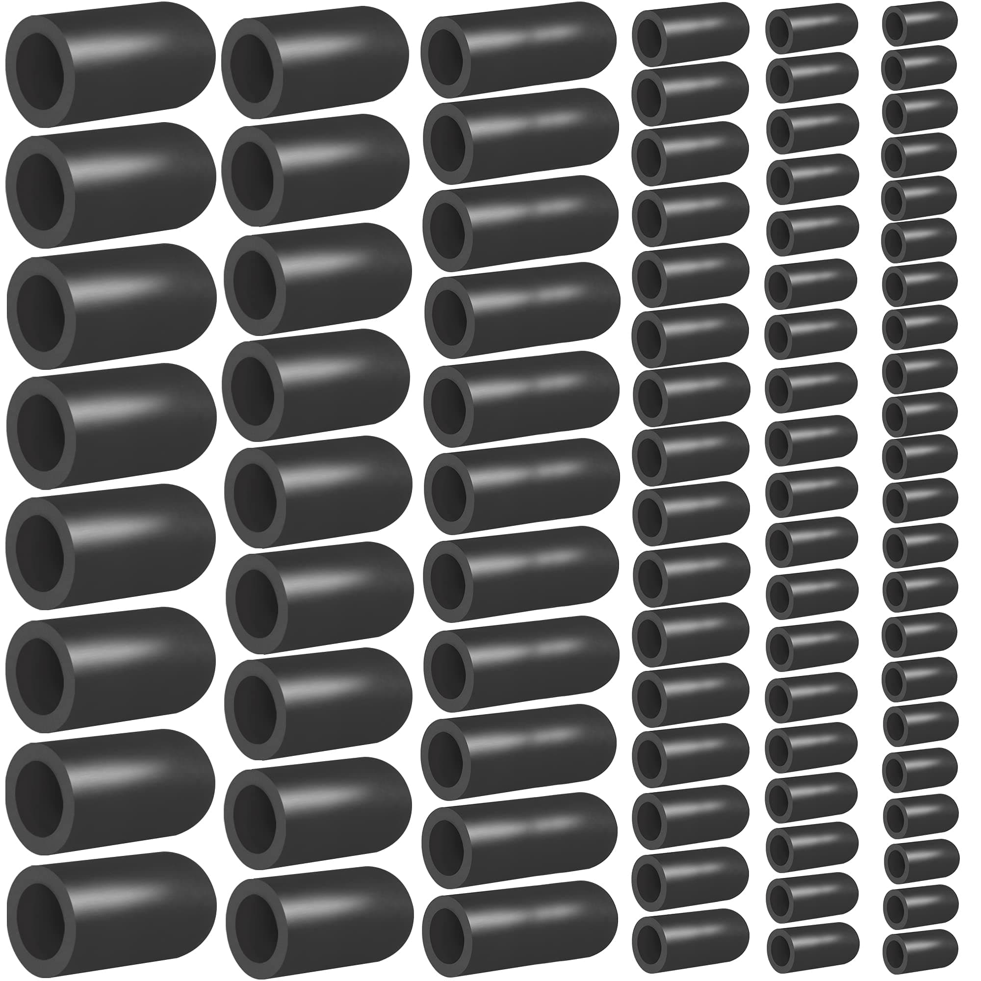 80PCS Vacuum Hose Caps, Connector Assortment 6 Sizes Black Rubber Cap, Automotive Topomatic Replacement Parts for Carburetor Vacuum Plugs, Intake Manifold Vacuum Fitting