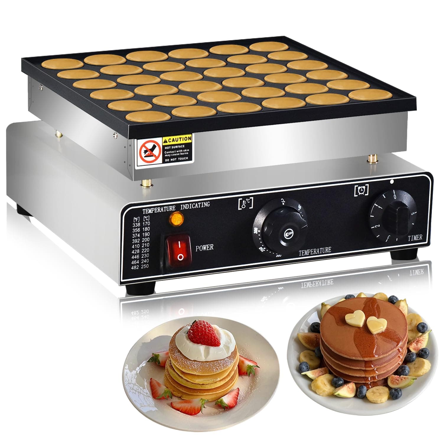 110V Commercial Mini Dutch Pancake Maker,36PCS Mini Pancake Maker Machine,Dutch Poffertjes Grill,Stainless Steel, Non stick,Breakfast,Snacks, Desserts, Restaurants, Cafes.