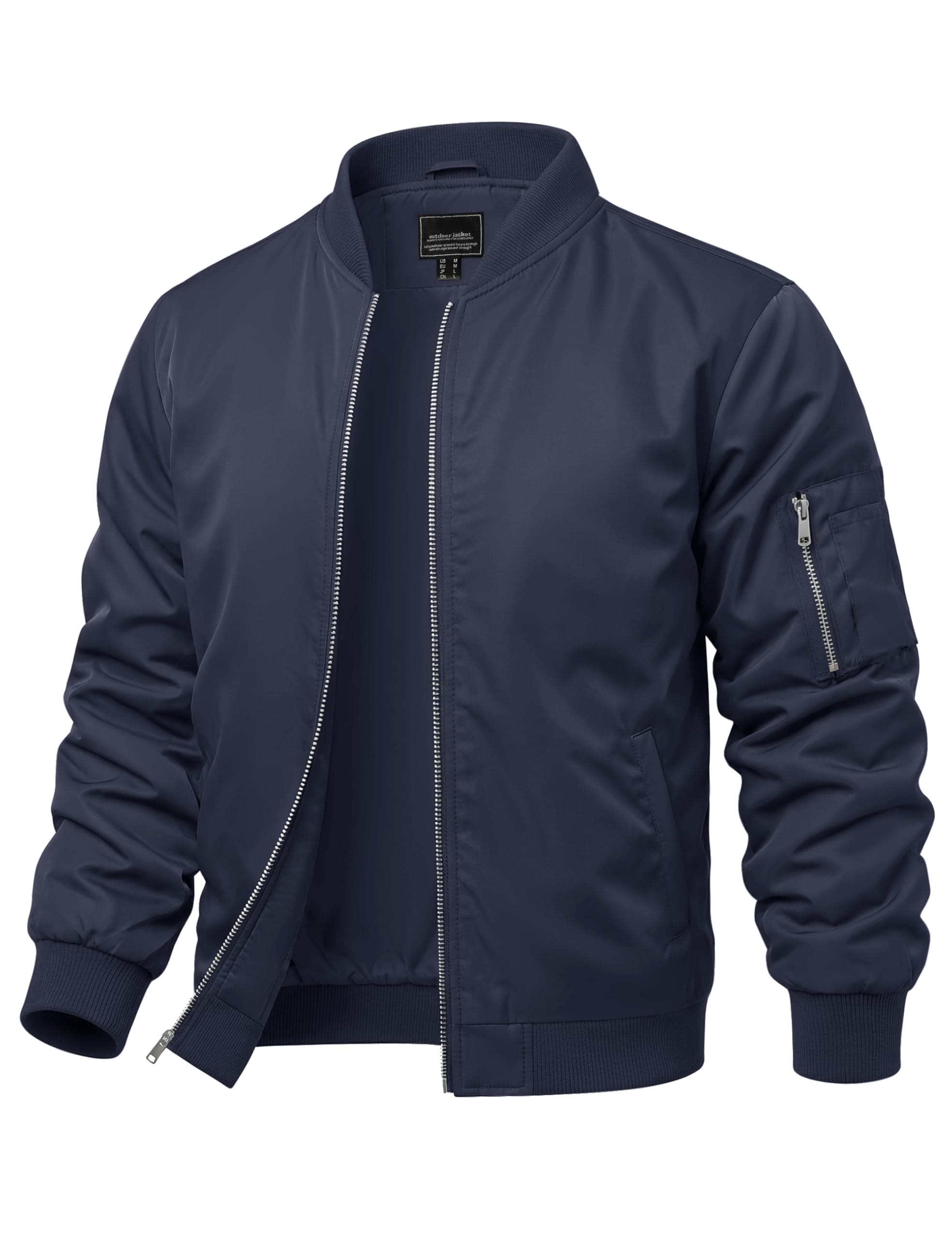 Men's Bomber Jacket Lightweight Fall Winter Casual Windbreaker Full Zip Outwear Coat