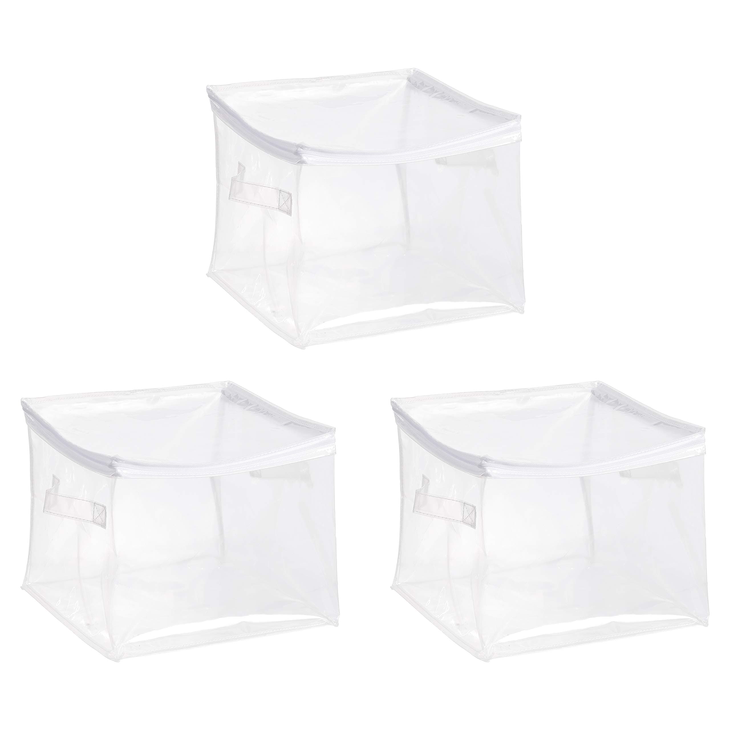 Amazon Basics Clear Zippered Storage Bags for Closet Organization, Stackable Clothing and Linen Storage Containers, 3-Pack