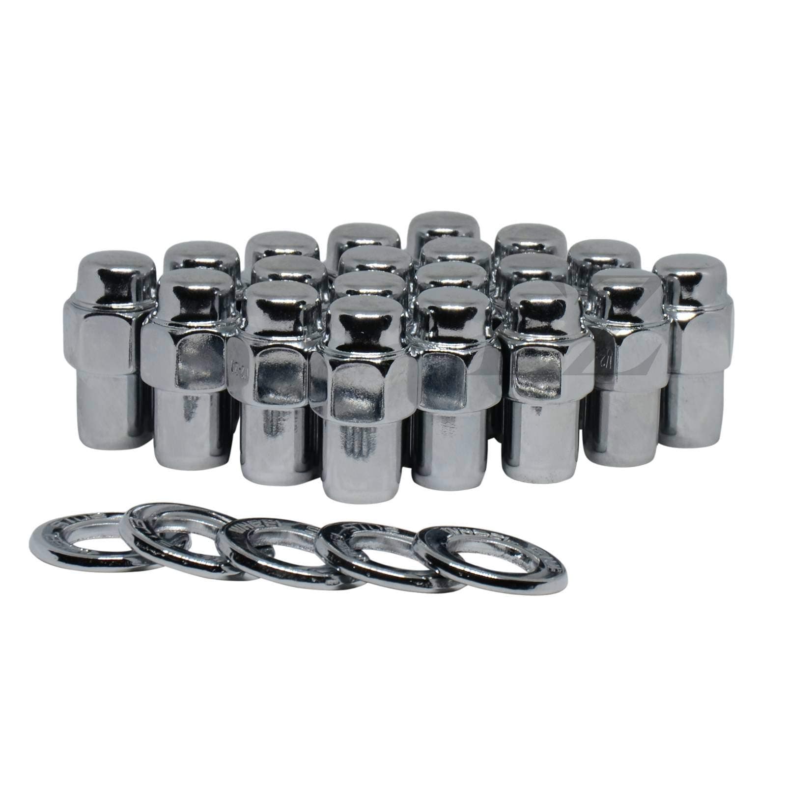 24 Cragar Standard Mag Lug Nuts 7/16"-20 with Center Washer 0.76" Shank 0.68" Diameter 1.57" Length