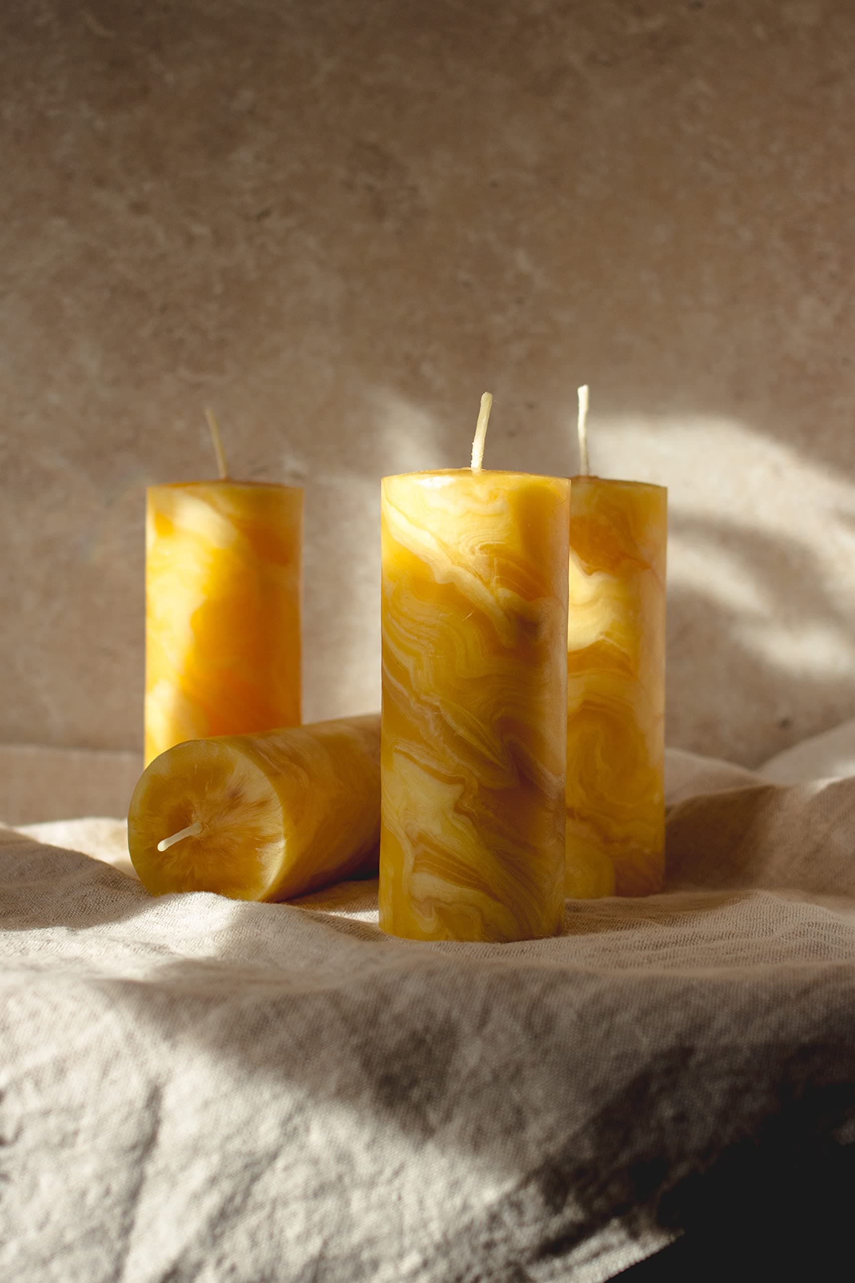 2 Pillar Beeswax Candles | Size: 5 cm Ø 12.5 cm H | 100% Beeswax | Elegant and Natural Handcrafted Illumination