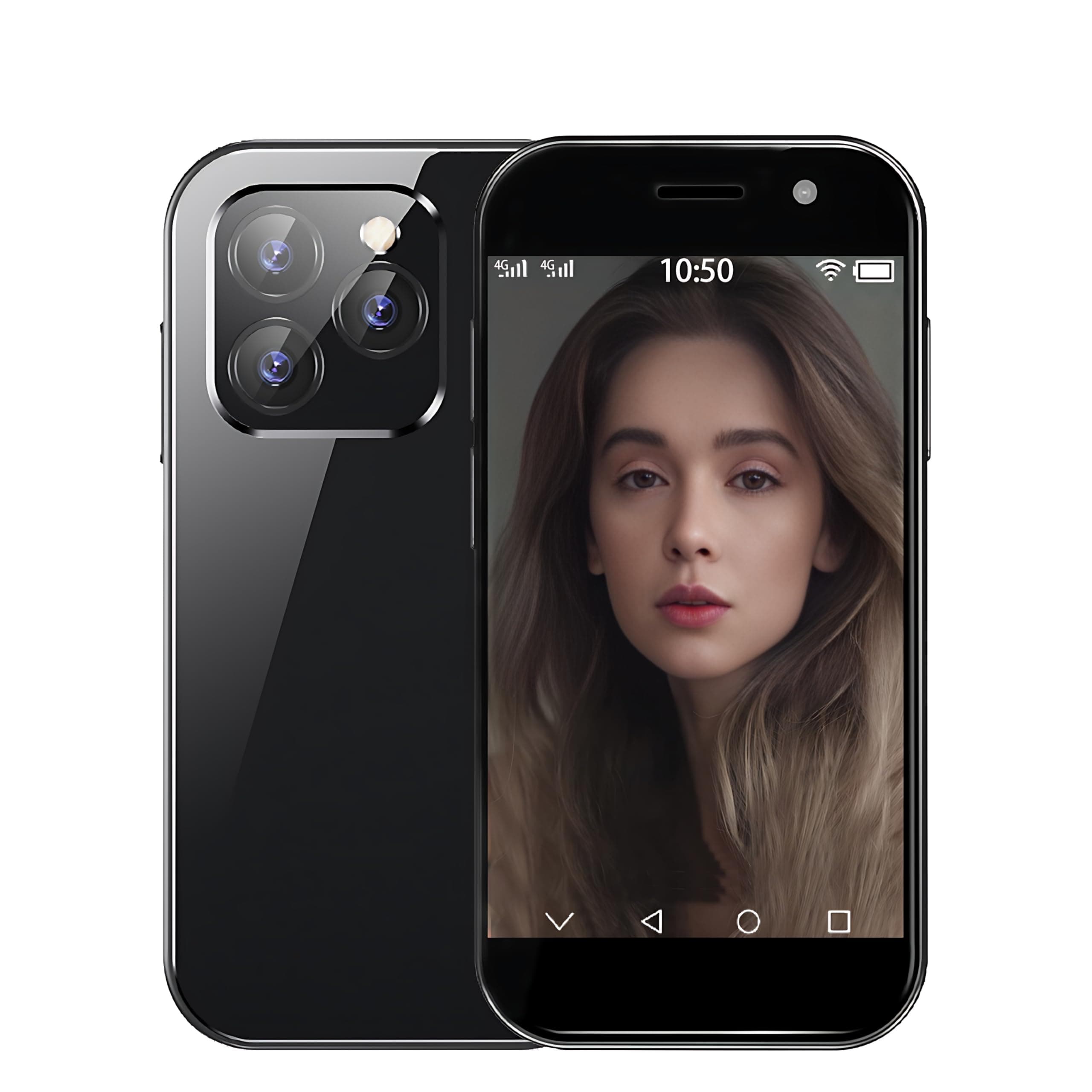 Mini Smartphone 4G Unlocked 3.0 Inch Quad Core Dual Sim Card 2600mAh Face ID Child Mobile Phone Android Kids Super Small Mobile Phone Student Pocket Cellphone (Midnight Black,2GB+16GB)