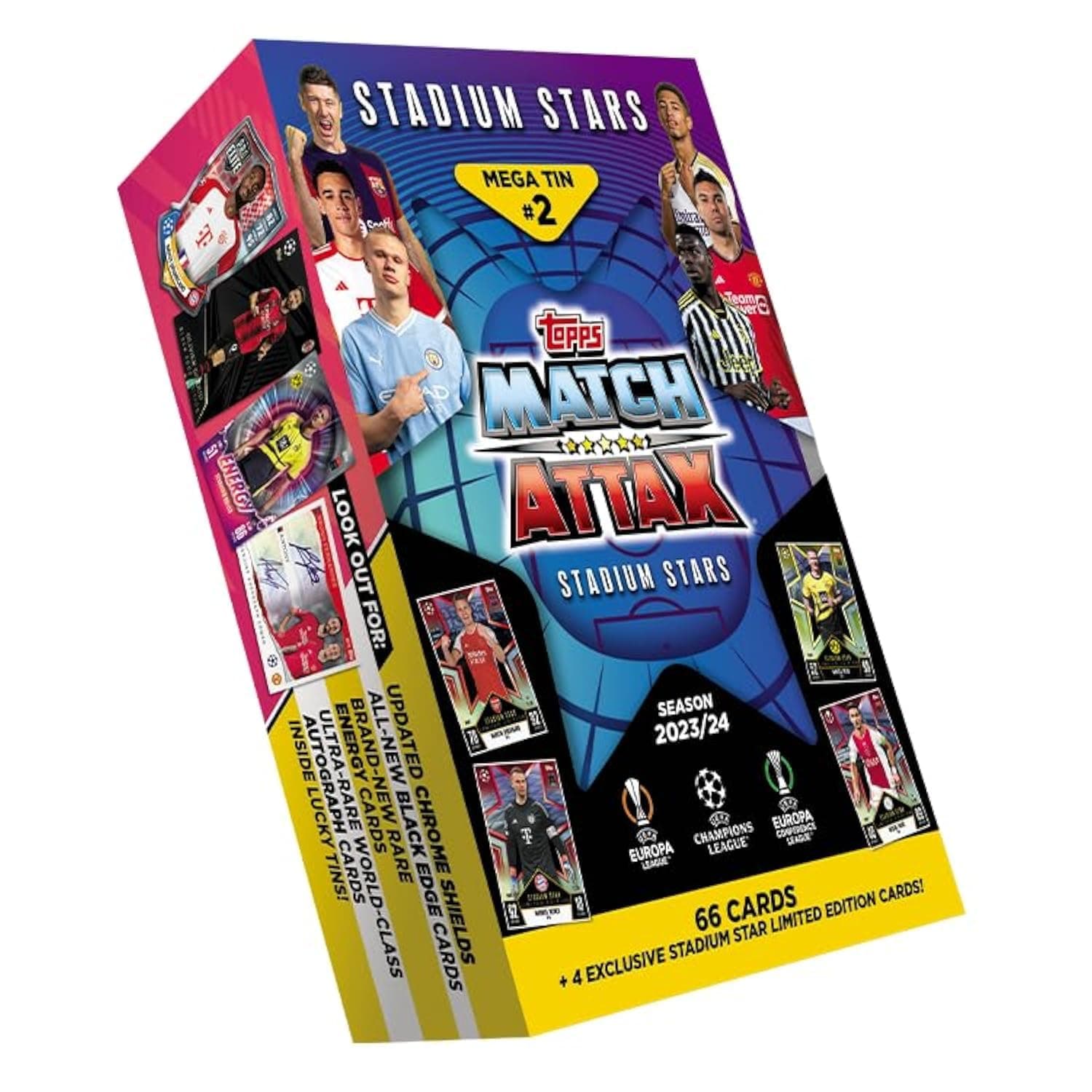 Match Attax 23/24 - Mega Tin 2 - contains 66 Match Attax cards plus 4 exclusive Stadium Stars Limited Edition cards