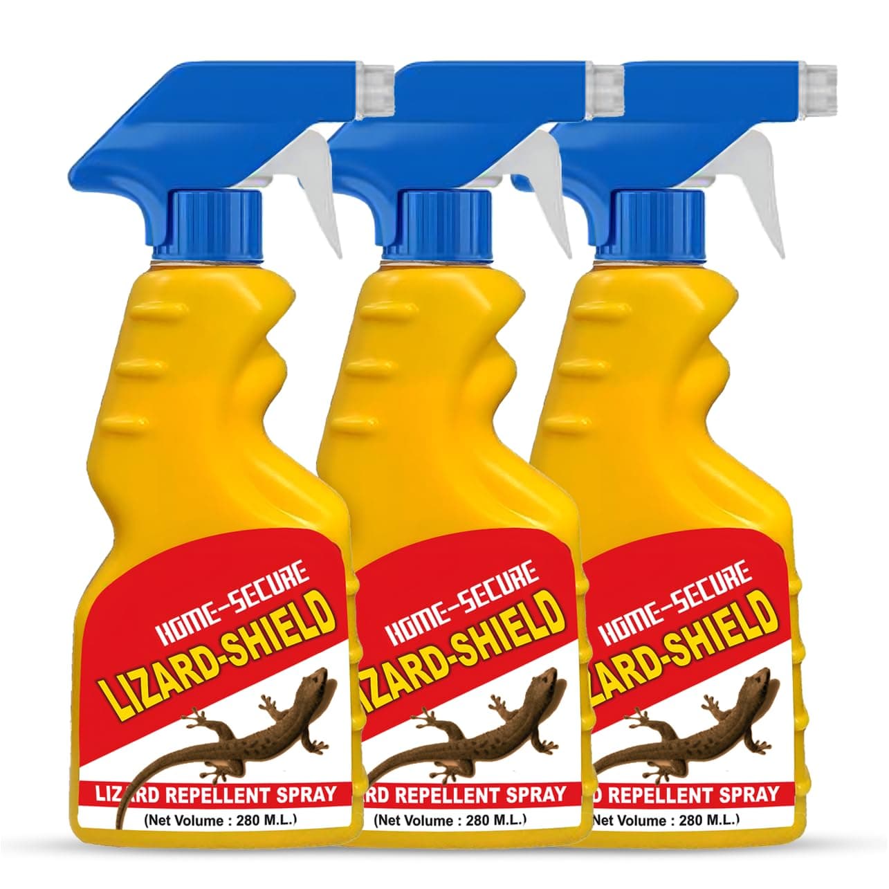 Home-Secure Lizard-Shield Lizard Repellent Spray-280ml | Natural | Chemical-Free | Non-Toxic | 90 Days Protection | Lime Scent (Pack of 3)