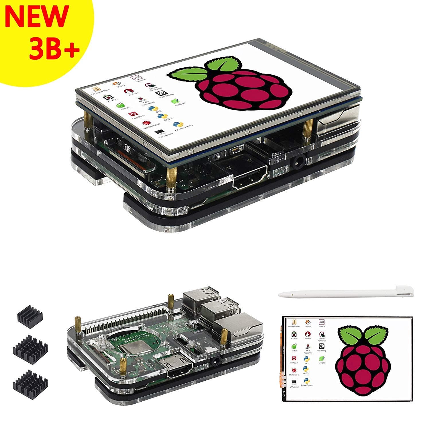 Clearain For Raspberry Pi 3 b+ Case, 3.5 inch TFT LCD Touch Screen Monitor with Driver Instruction for Raspberry Pi 3 b+