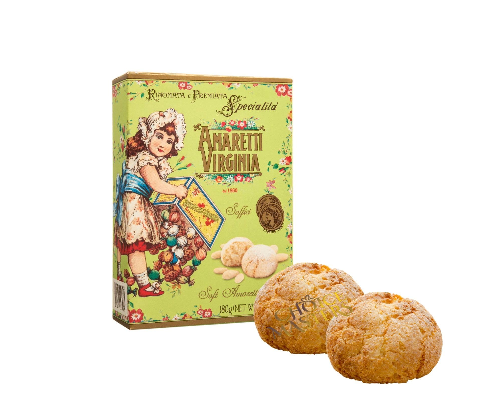 Amaretti Biscuits | Traditional Soft Amaretti | Authentic Italian | In A Green Gift Box | Classic180g
