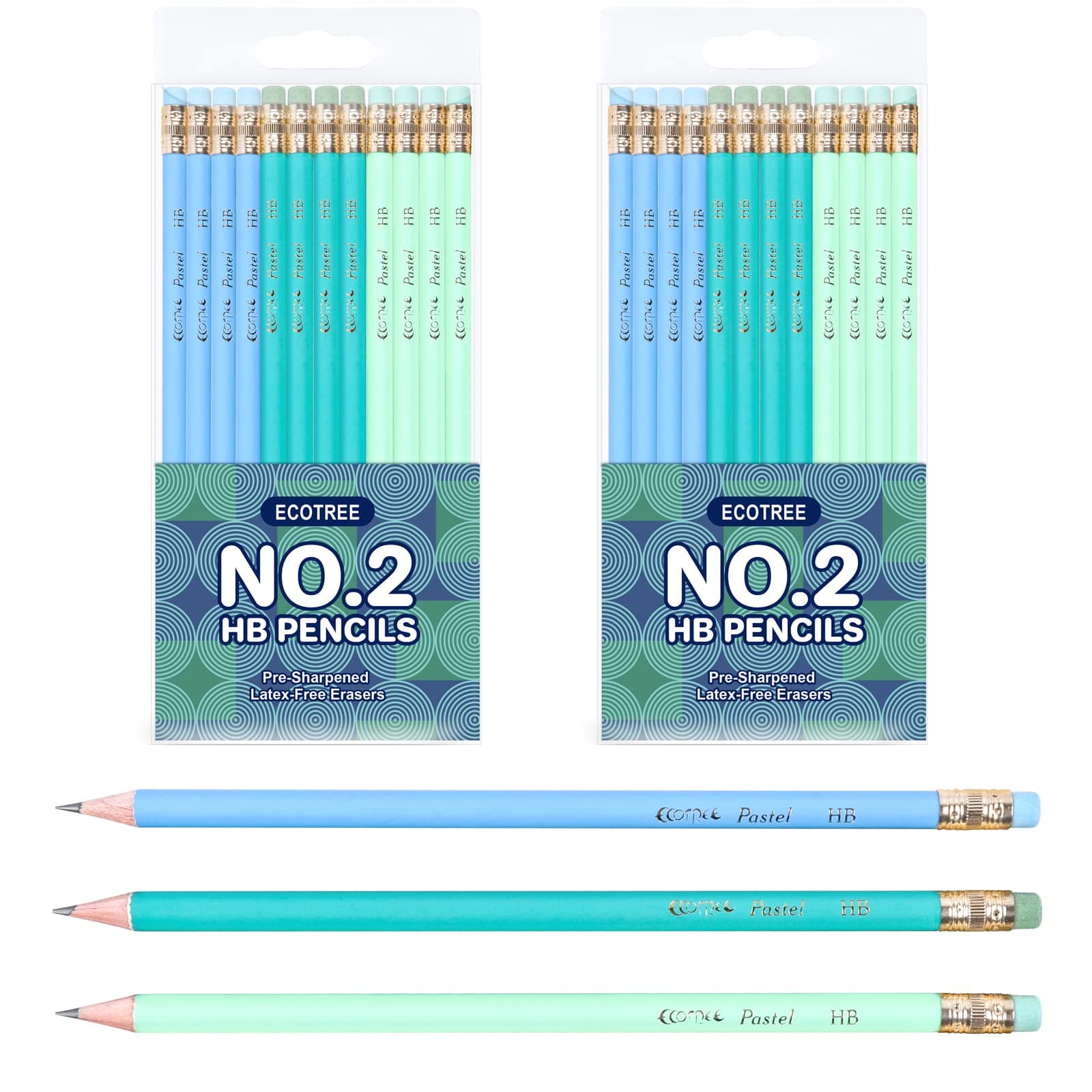 ECOTREE Pencils #2 Pre-Sharpened Pencils for Kids Number 2 Pencil with Erasers for School, Writing, 24 Count