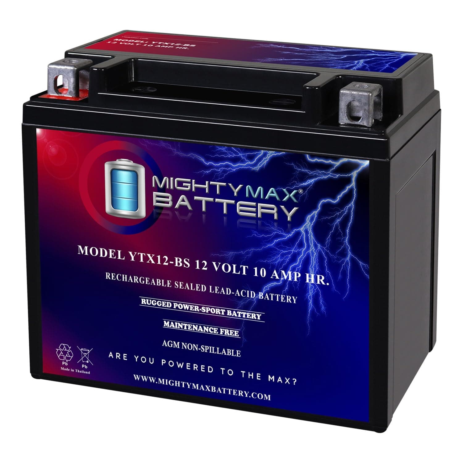 Mighty Max Battery YTX12-BS 12V 10AH Battery for Triumph Bonneville T100 SE 11-13