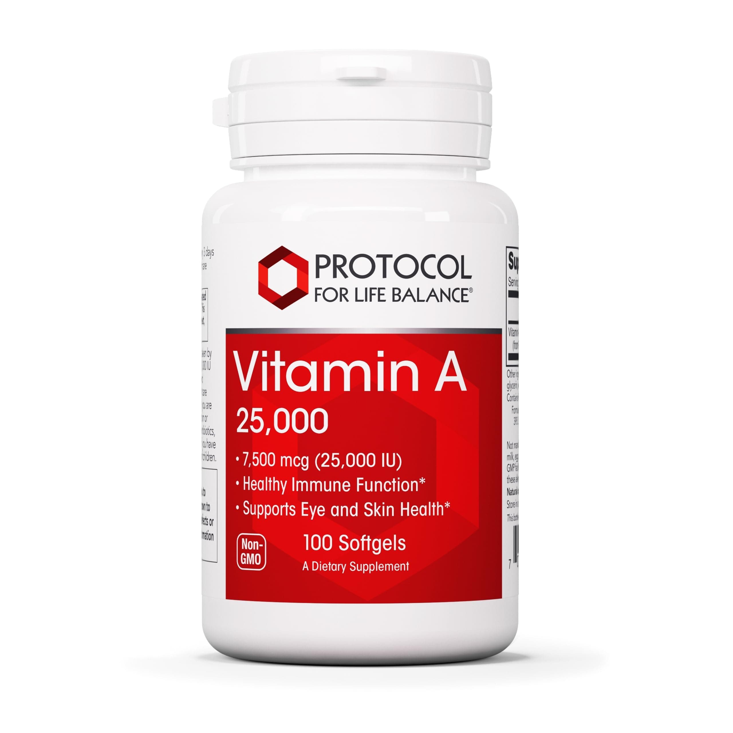 PROTOCOL FOR LIFE BALANCE Vitamin A 25,000 IU - Eye, Retina, and Immune Health - 100 Softgels