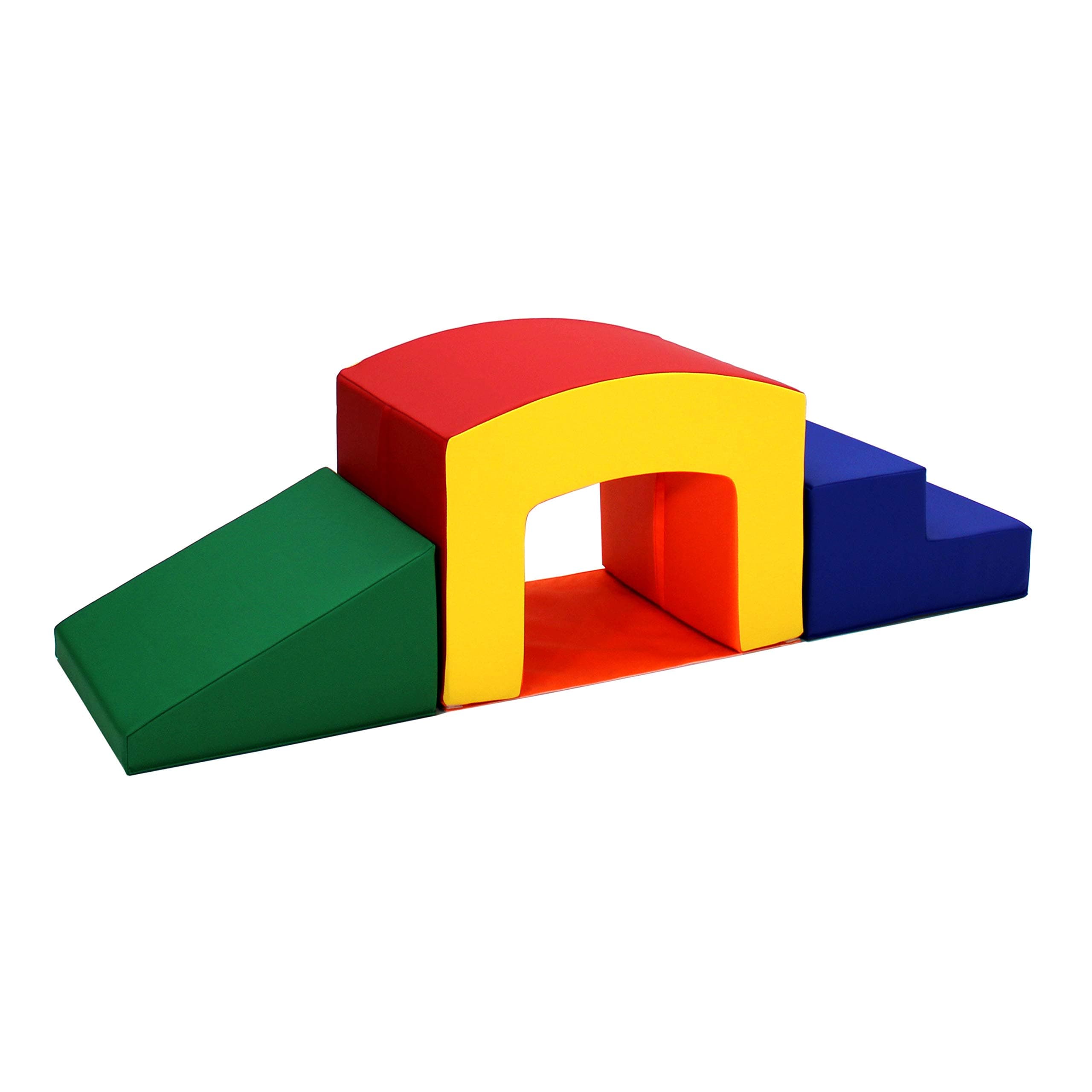 FDP SoftScape Playtime Grow-n-Learn Tunnel Climber for Toddlers and Kids Soft Foam Indoor Active Playset for Crawling and Sliding at Home, Daycare, Preschool (3-Piece) - Assorted, 12824-AS