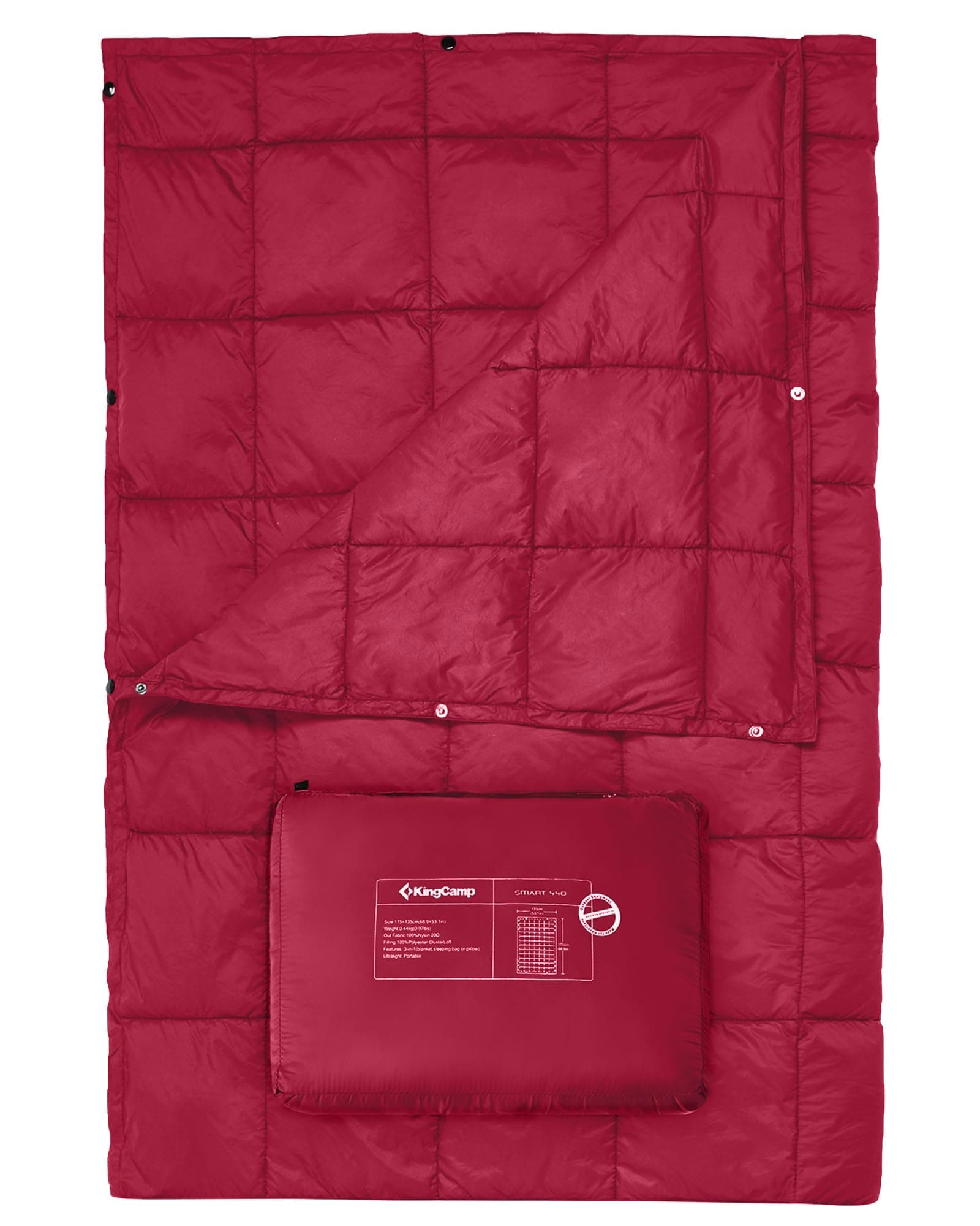 Ultralight Camping Blanket, Packable Down Alternative Puffy Wearable Blankets Weatherproof Warm Package Quilt with Snap Buttons for Outdoor Hiking Travel Picnic Stadium (78.7" L x 56.7" W)