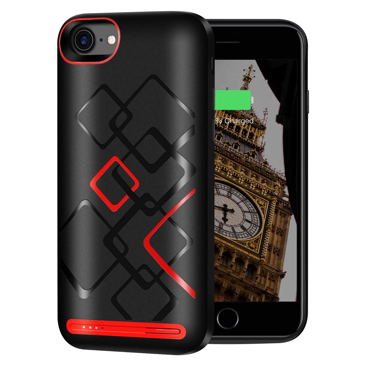 Abree Battery Case for iPhone 8 / 7 / 6s / 6, 5000mAh Rechargeable Charging Case Ultra Slim Backup Charger Portable Power Bank 4.7 Inch, Black