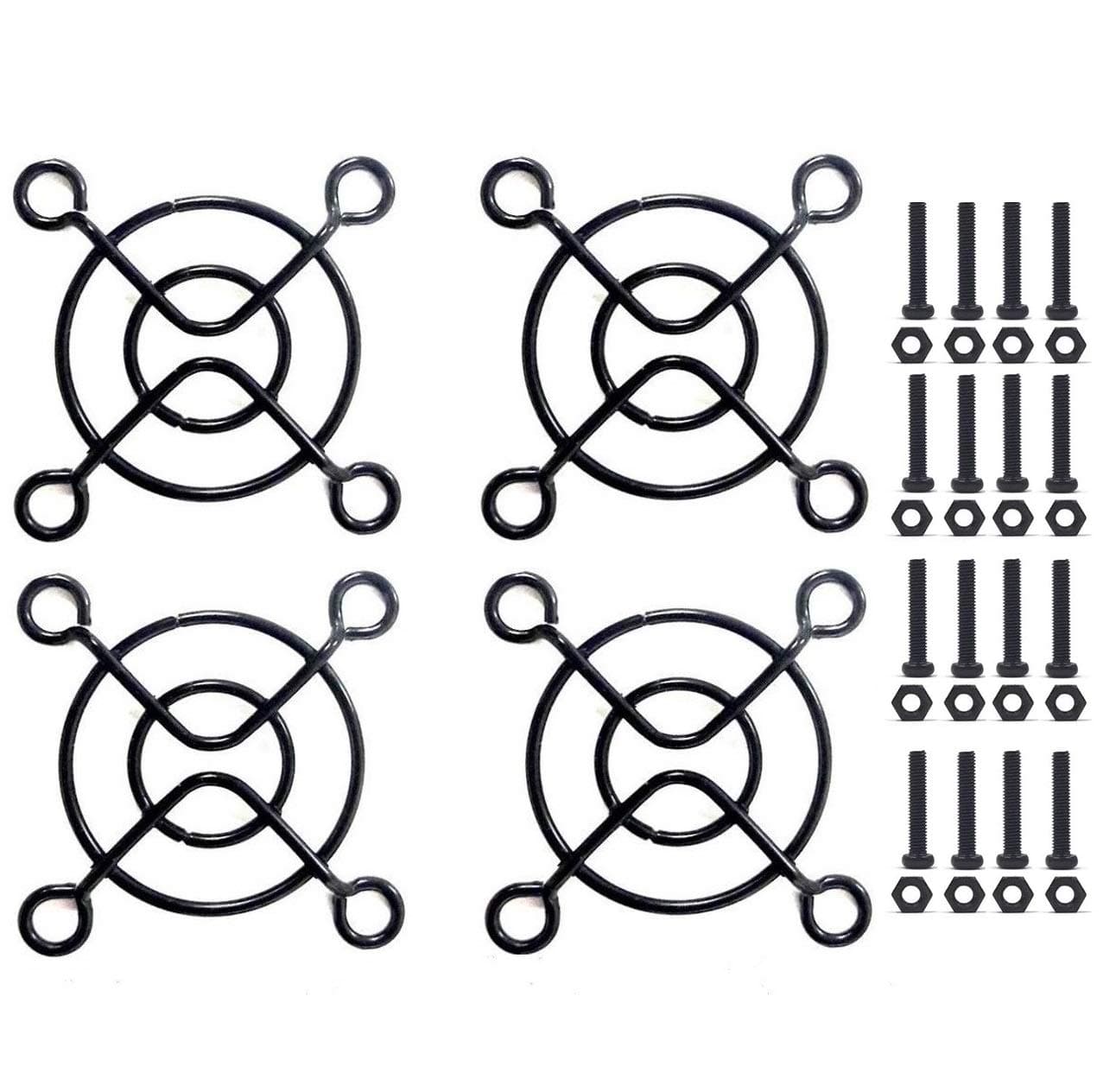 Easycargo 4pcs 40mm Black Fan Grill/Guard with Screws + Nuts (4 Pack)