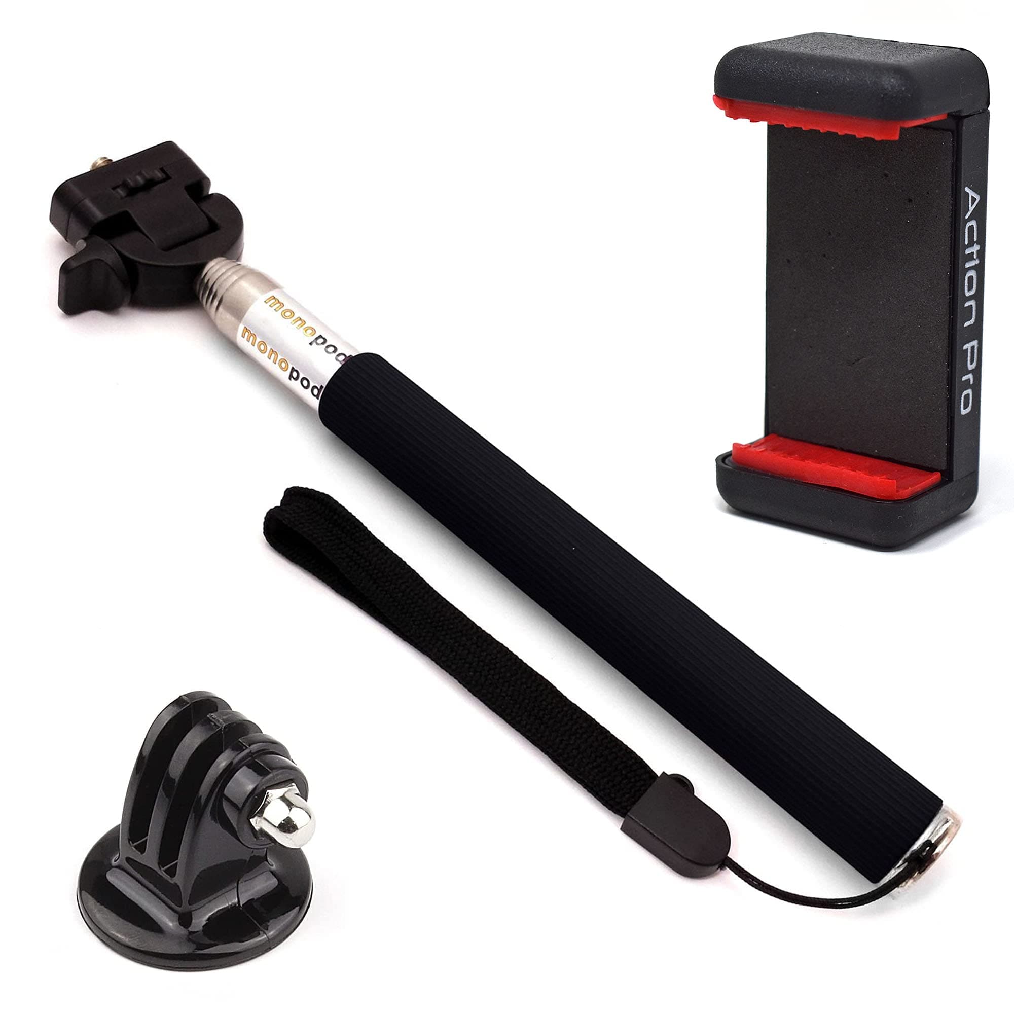 Action Pro Aluminum Selfie Stick with Tripod Adapter & Mobile Holder Compatible with GoPro-13/12/11/10/9/8/7/6/5/4/3+/3/SJCAM/Yi/4K Eken Noise Play/DJI OSMO and Other Action Cameras