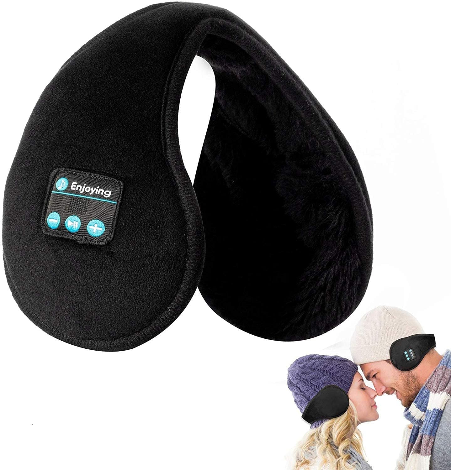 Navly Ear Muffs Winter Ear Warmers Foldable,Warm Windproof Cozy Fleece Earmuffs for Women Men,Bluetooth V5.0 Music Earmuffs Without Using Extra Headphones in Winter Outdoor(Black)